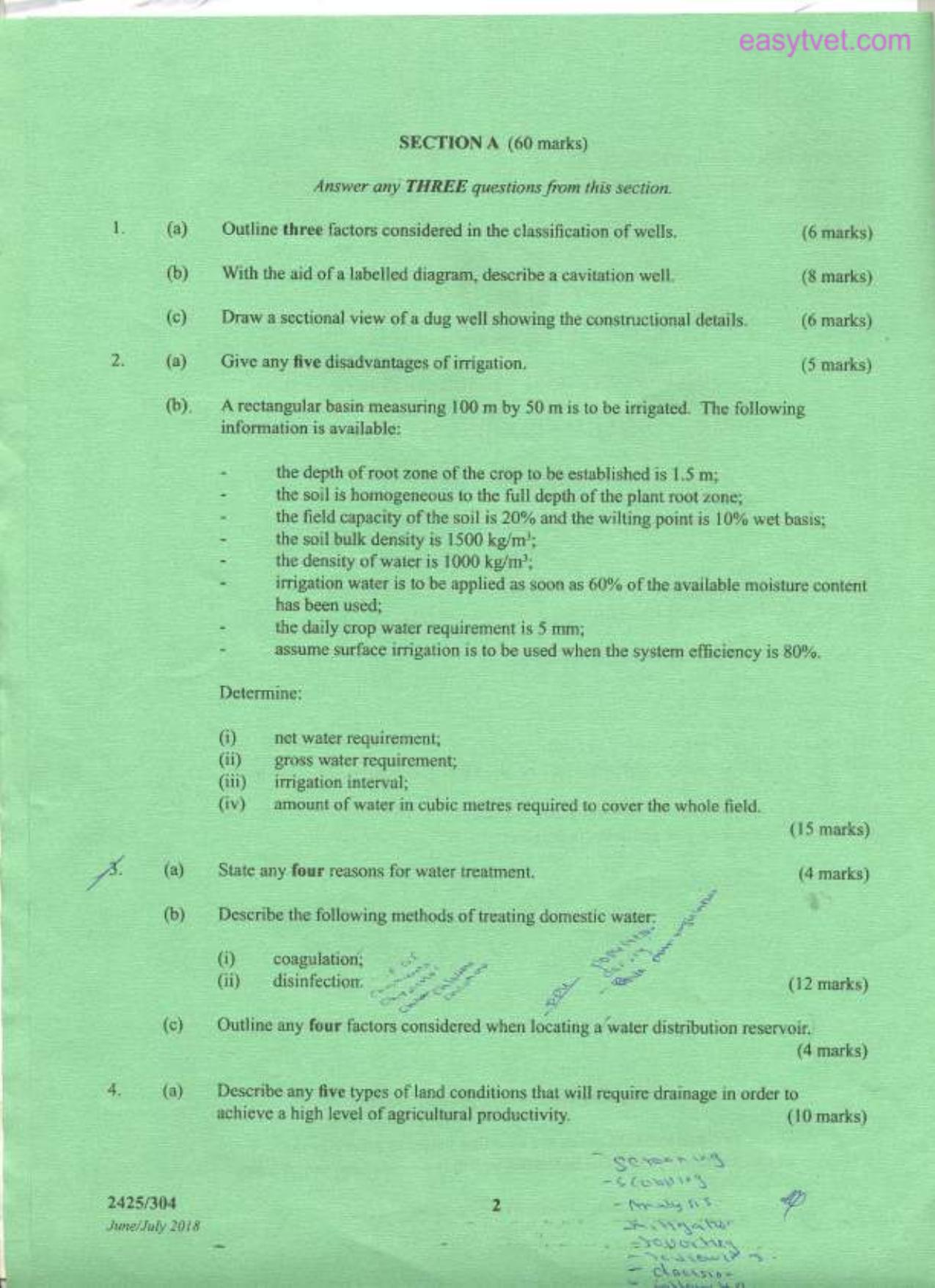 Agricultural Engineering 111 and Environmental Management (2018) — page 2 of 3