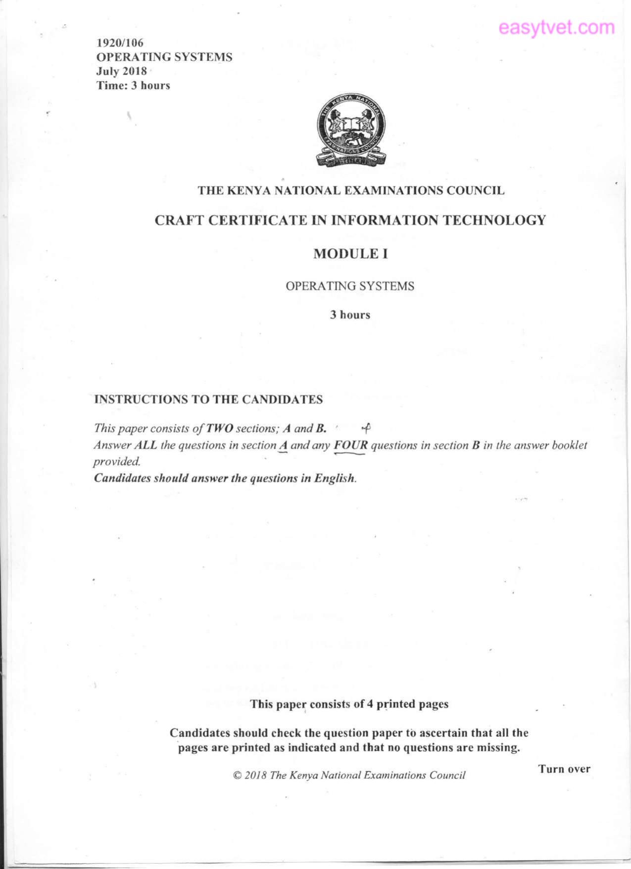 Operating Systems (2018) — page 1 of 4