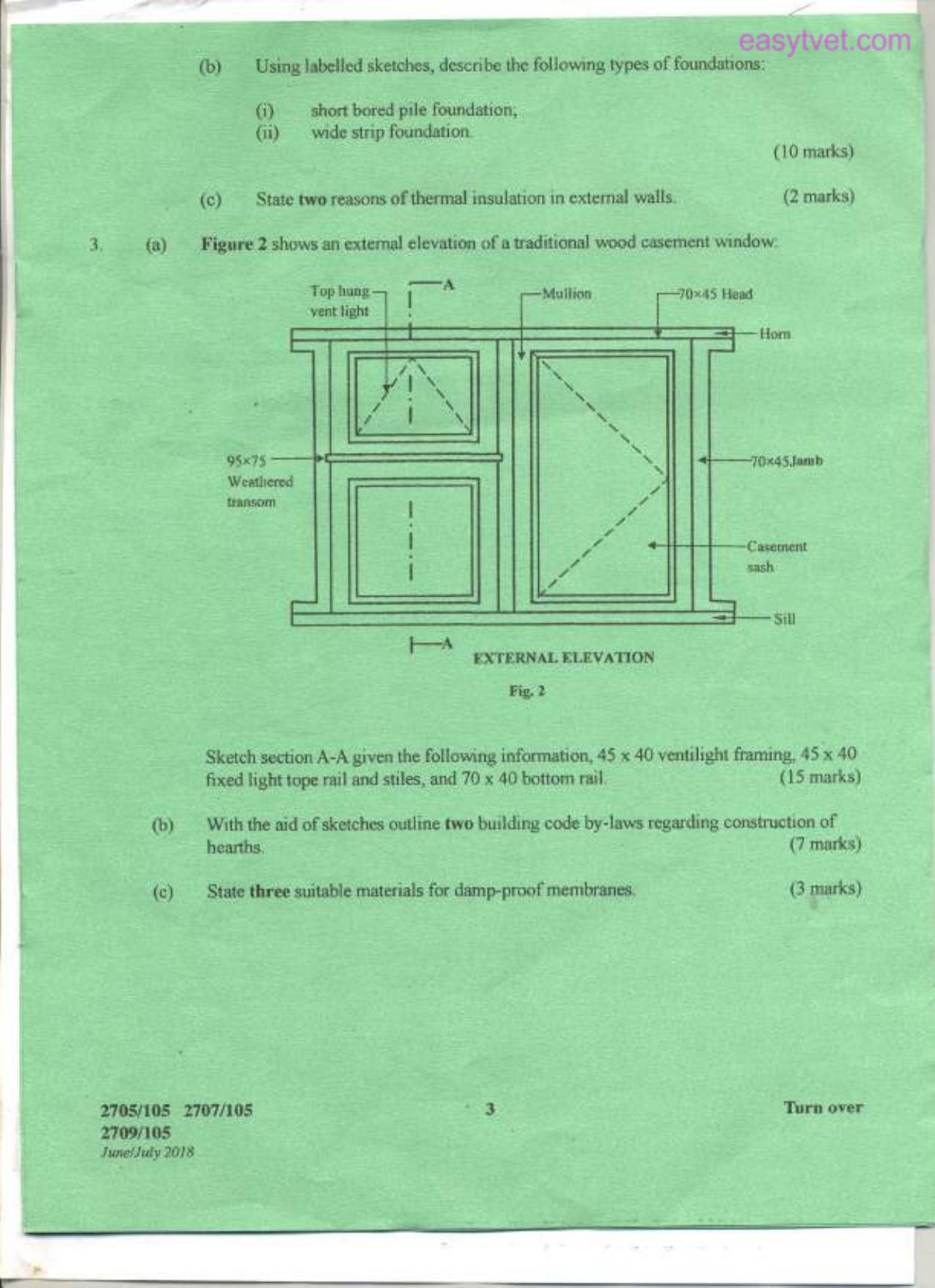 Building Construction L, Technical Drawing and Construction Plant (2018) — page 3 of 7