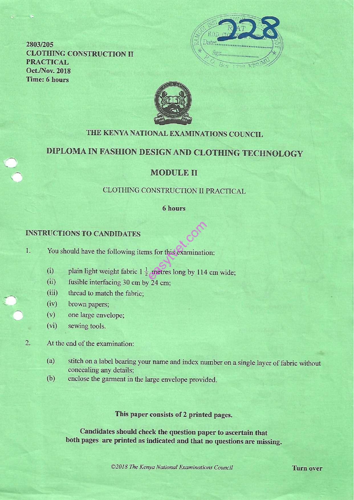 Dipl.loma in Fashion Design and Clothing Technology (2018) — page 1 of 2