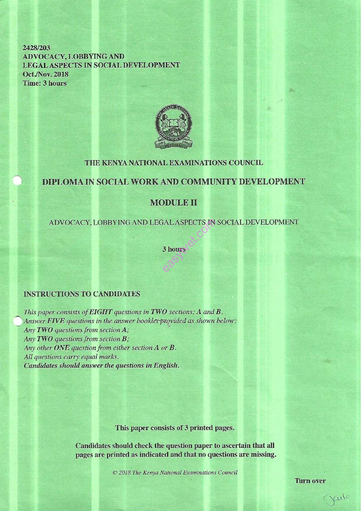 Advocacy, Lobbying and Legal Aspects in Social Development (2018) — page 1 of 3