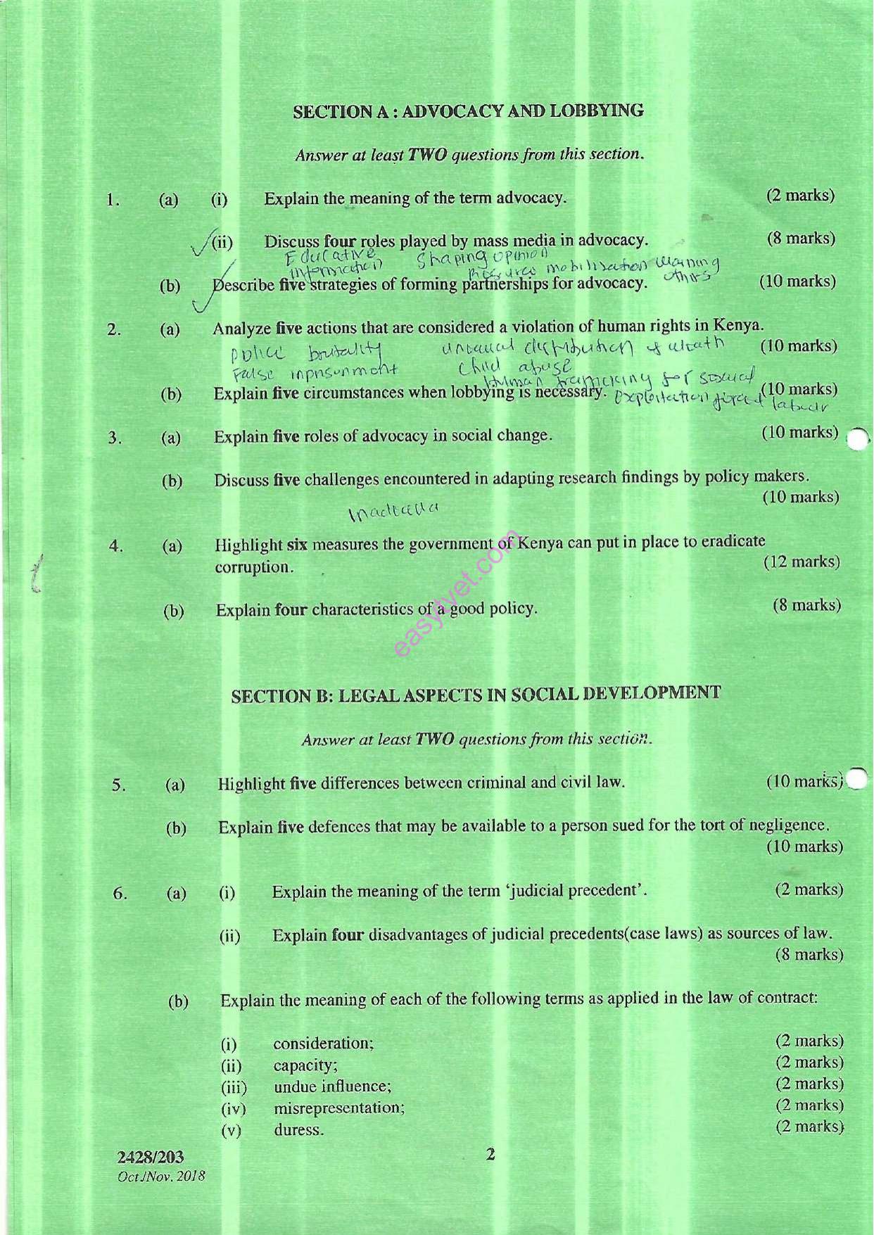 Advocacy, Lobbying and Legal Aspects in Social Development (2018) — page 2 of 3