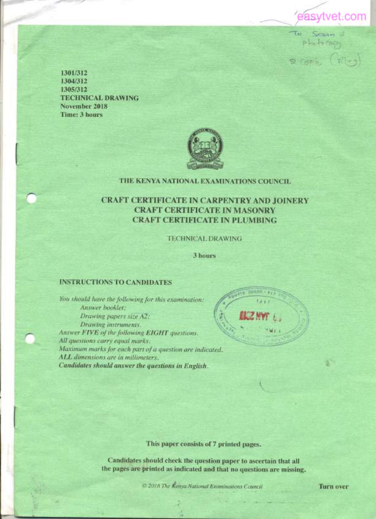 Craft Certificate in Plumbing (2018) — page 1 of 7