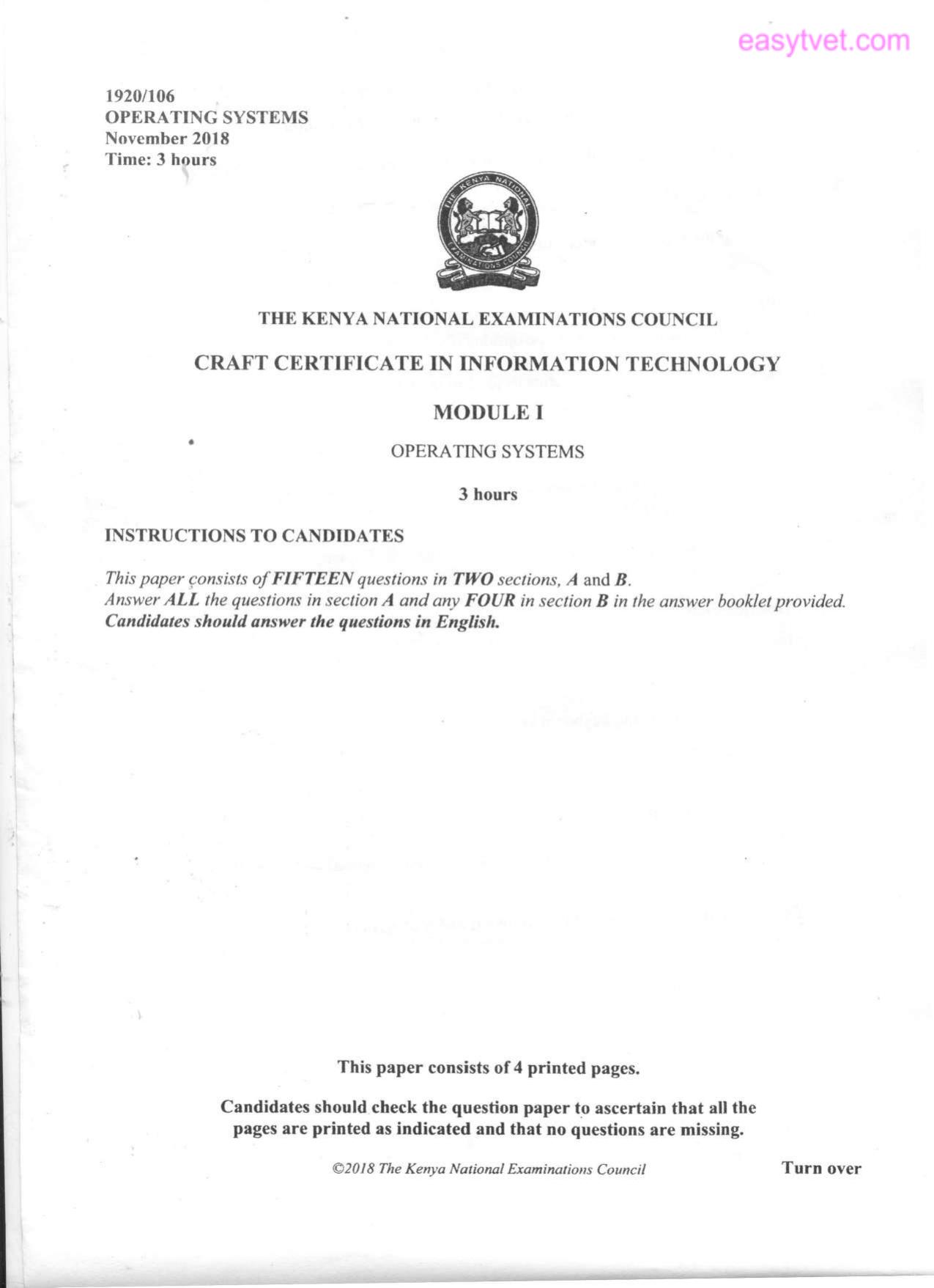 Operating Systems (2018) — page 1 of 4