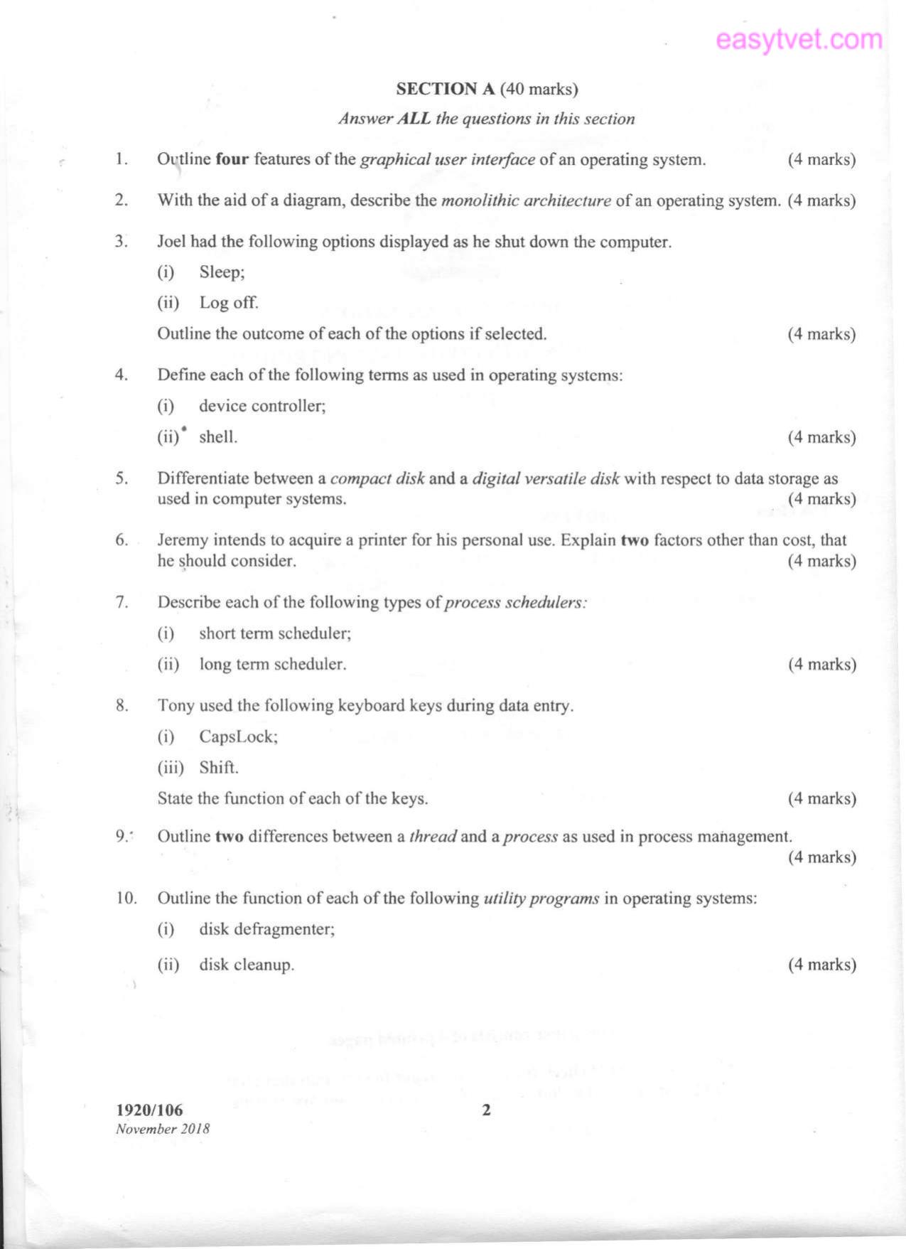 Operating Systems (2018) — page 2 of 4
