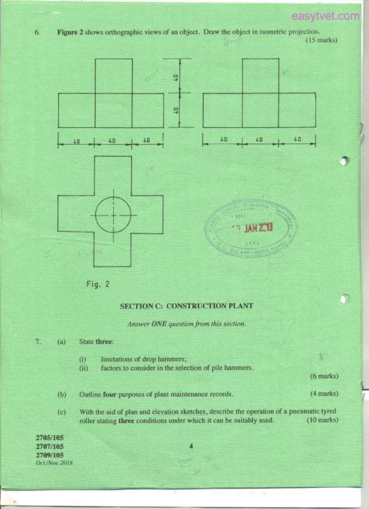 Building Construction I, Technical Drawing and Construction Plant (2018) — page 4 of 5