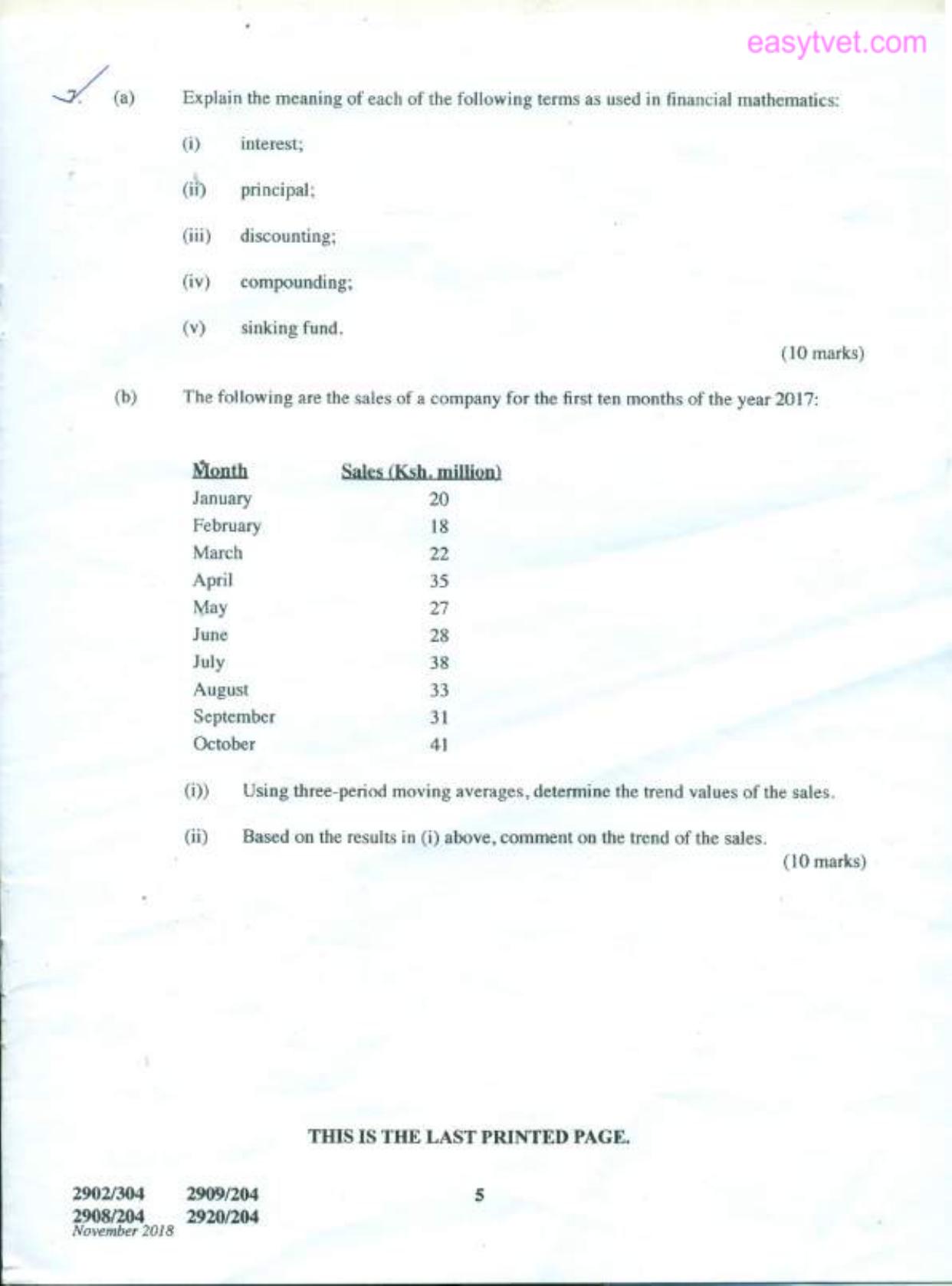 Quantitative Methods (2018) — page 5 of 5