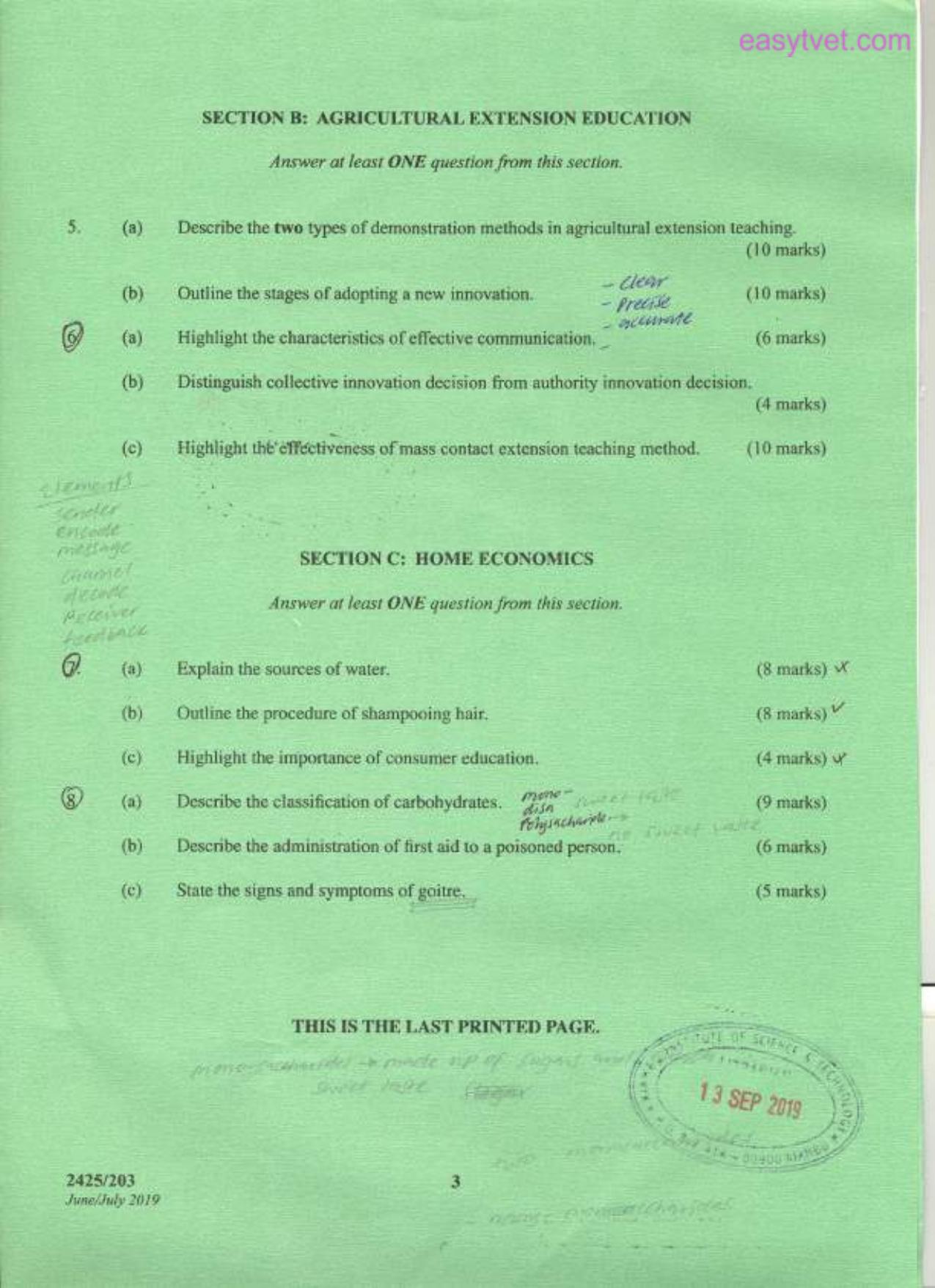 Agricultural Economics It, Extension Education and Home Economics (2019) — page 3 of 3