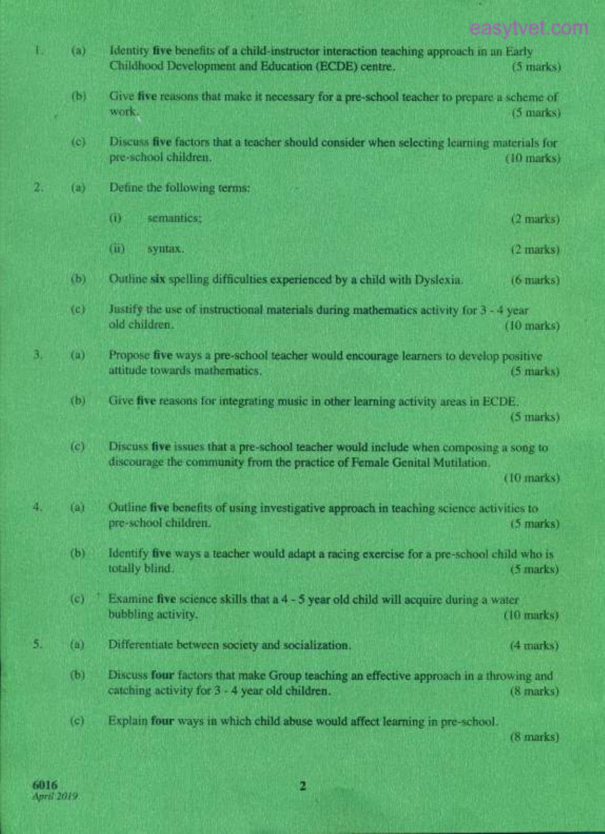 Difloma in Early Childhood Development and Education (2019) — page 2 of 3