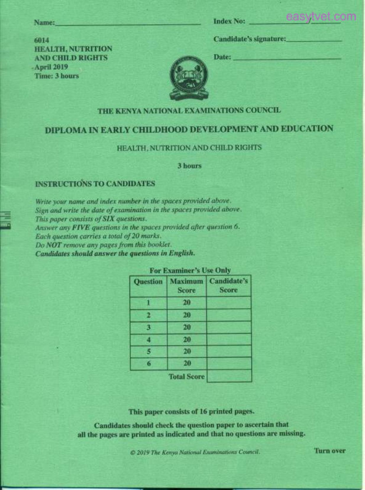 Health, Nutrition and Child Rights (2009) — page 1 of 3