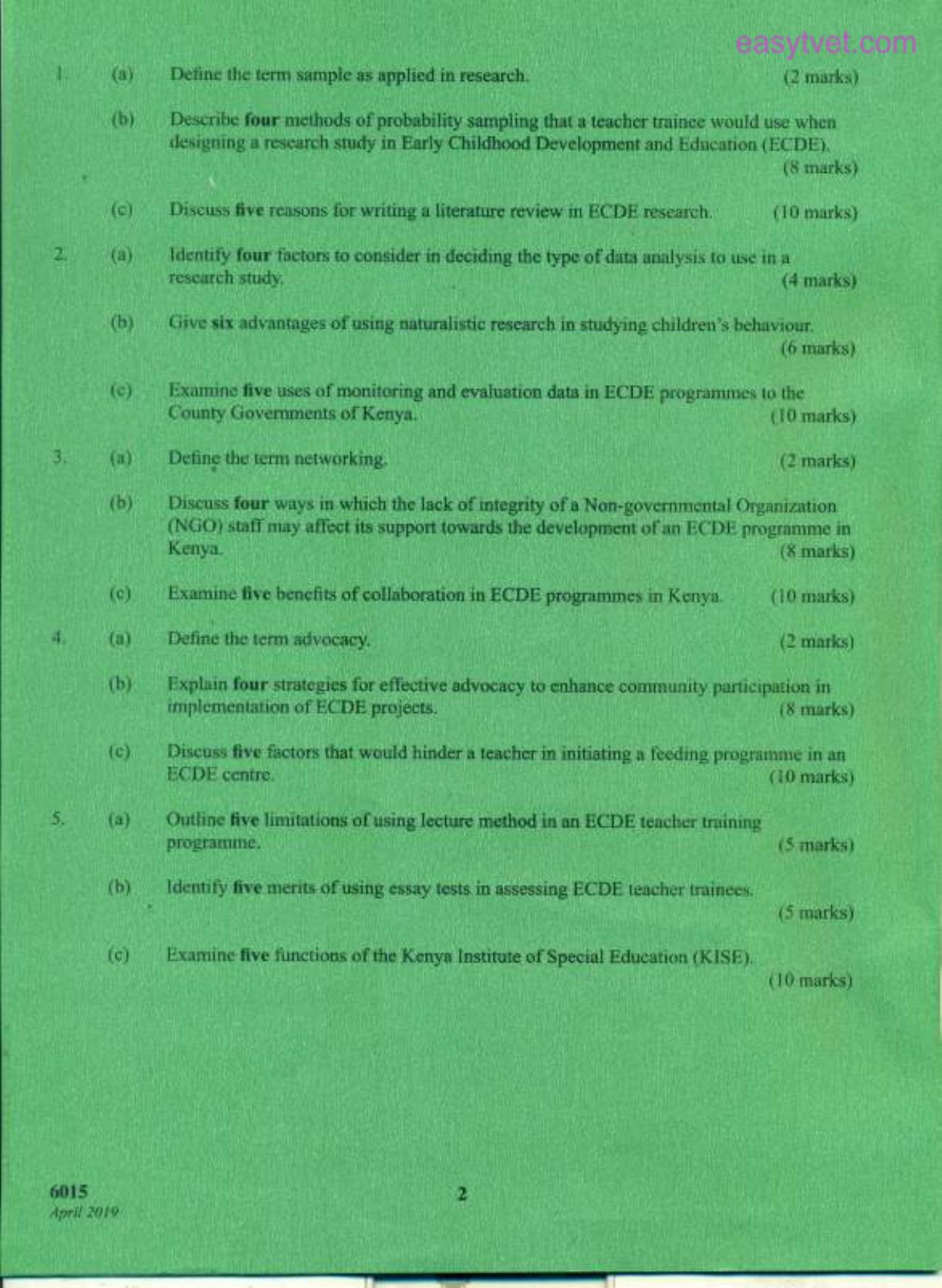Management of Early Childhood Development and Education, Community (2019) — page 2 of 3