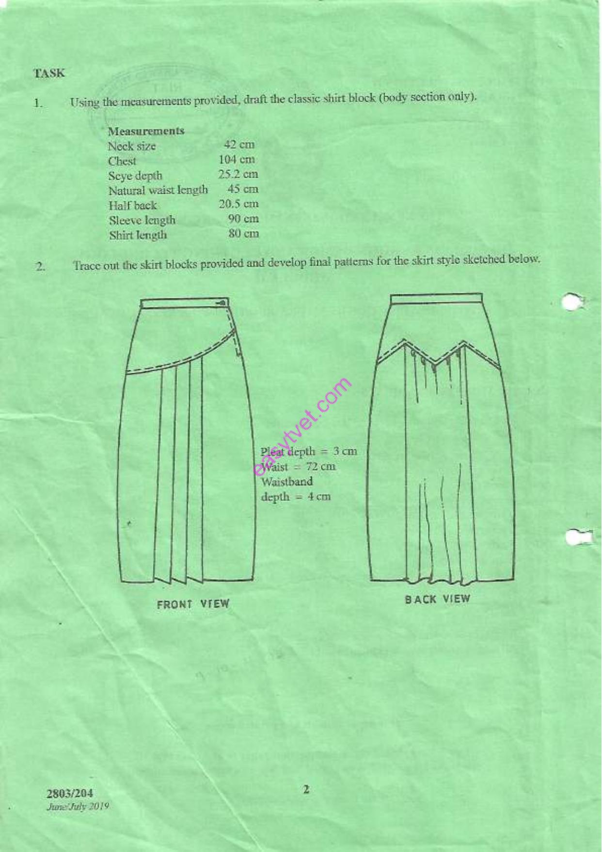 Pattern Construction 11 Andy Grading Technioues Practical (2019) — page 2 of 4