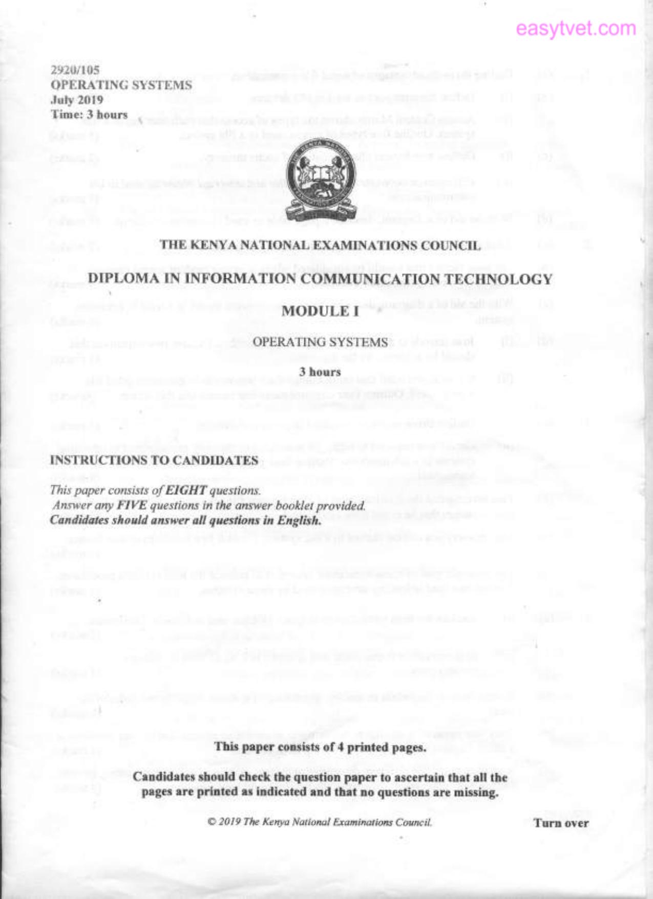 Operating Systems (2019) — page 1 of 4
