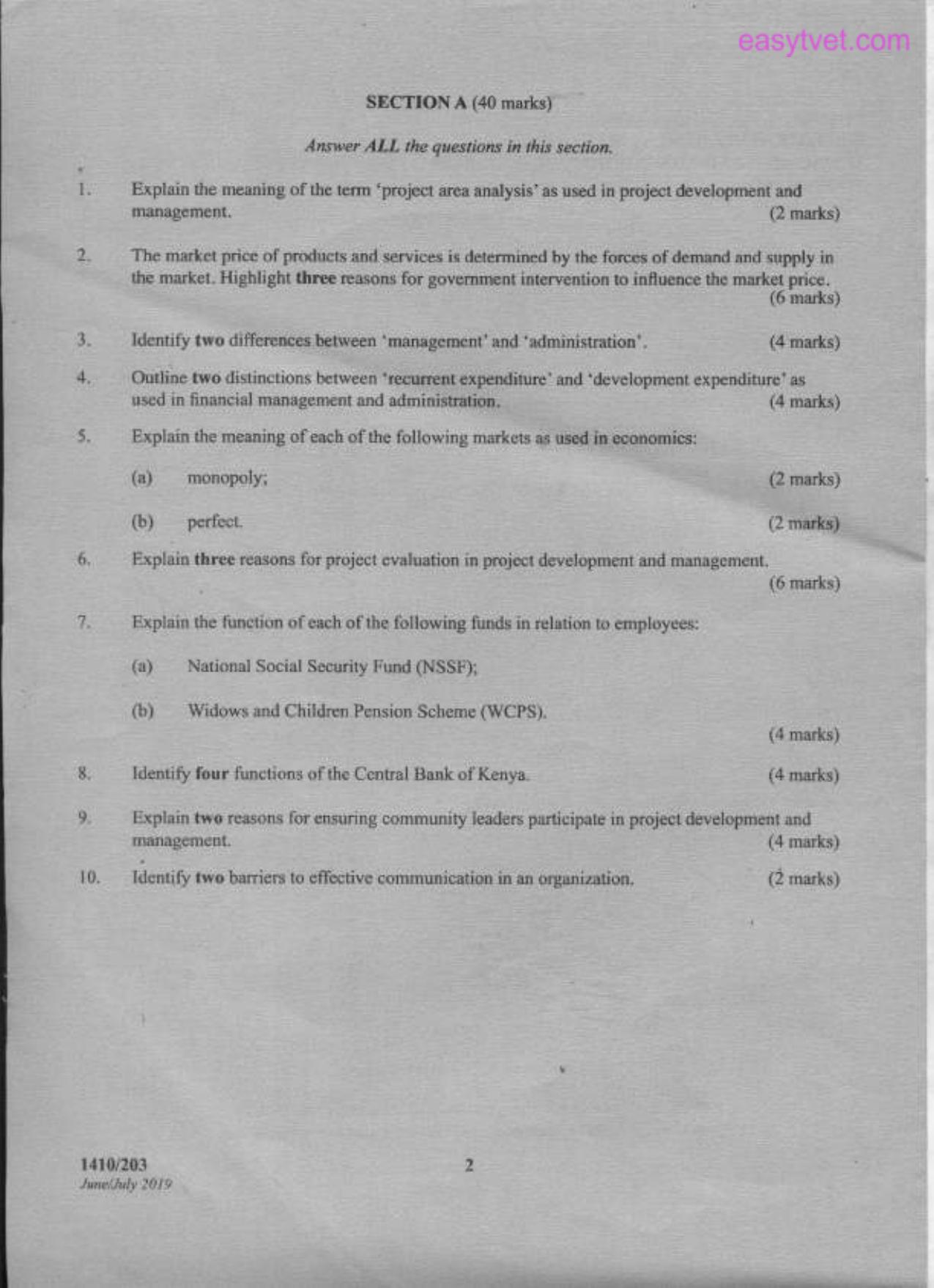 Project Development Management, Economics and Administration (2019) — page 2 of 4