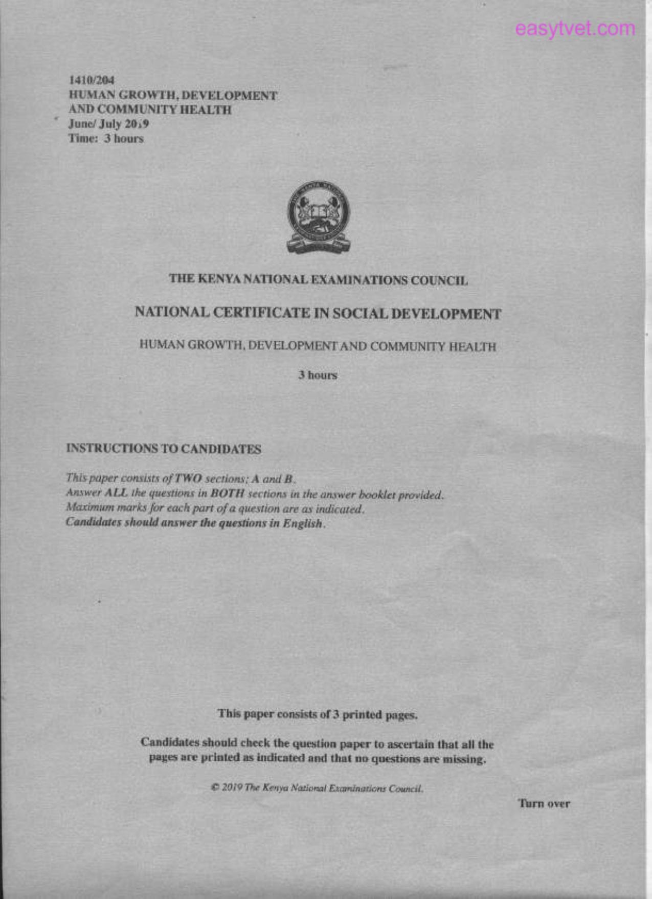 Human Growth, Development and Community Health (2009) — page 1 of 3
