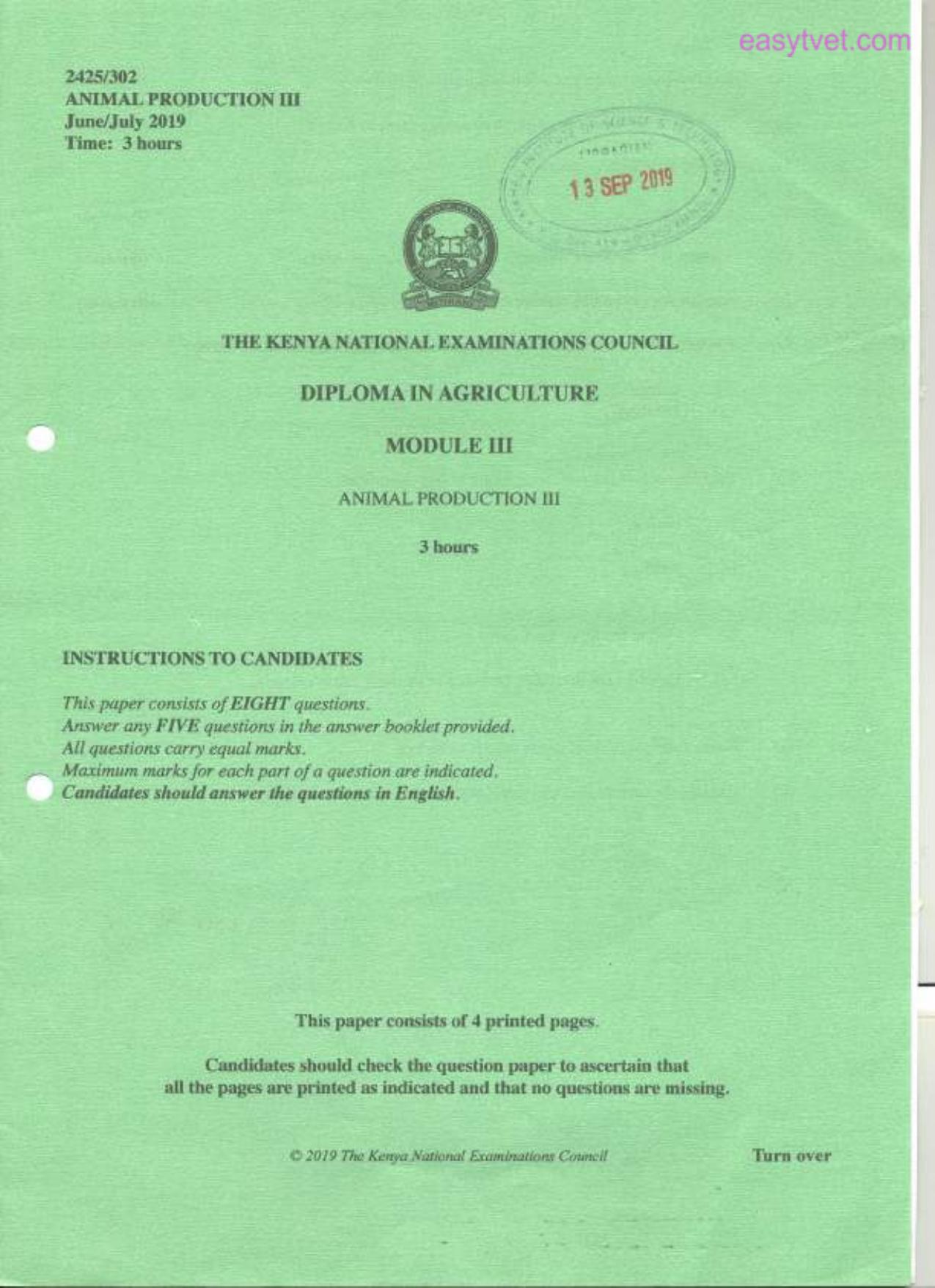 Animal Production 1l (2019) — page 1 of 4