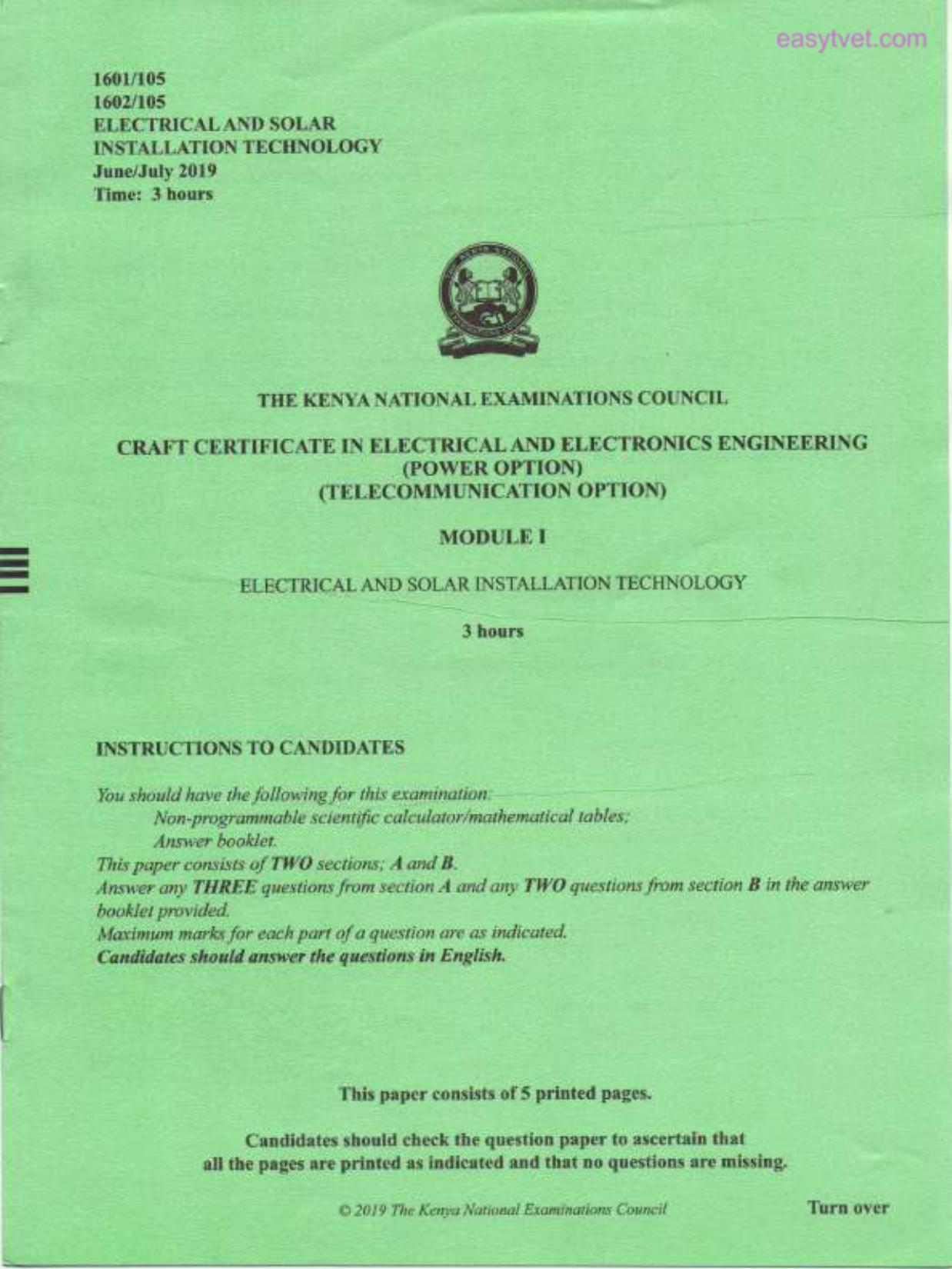 Electrical and Solar Installation Technology (2019) — page 1 of 5