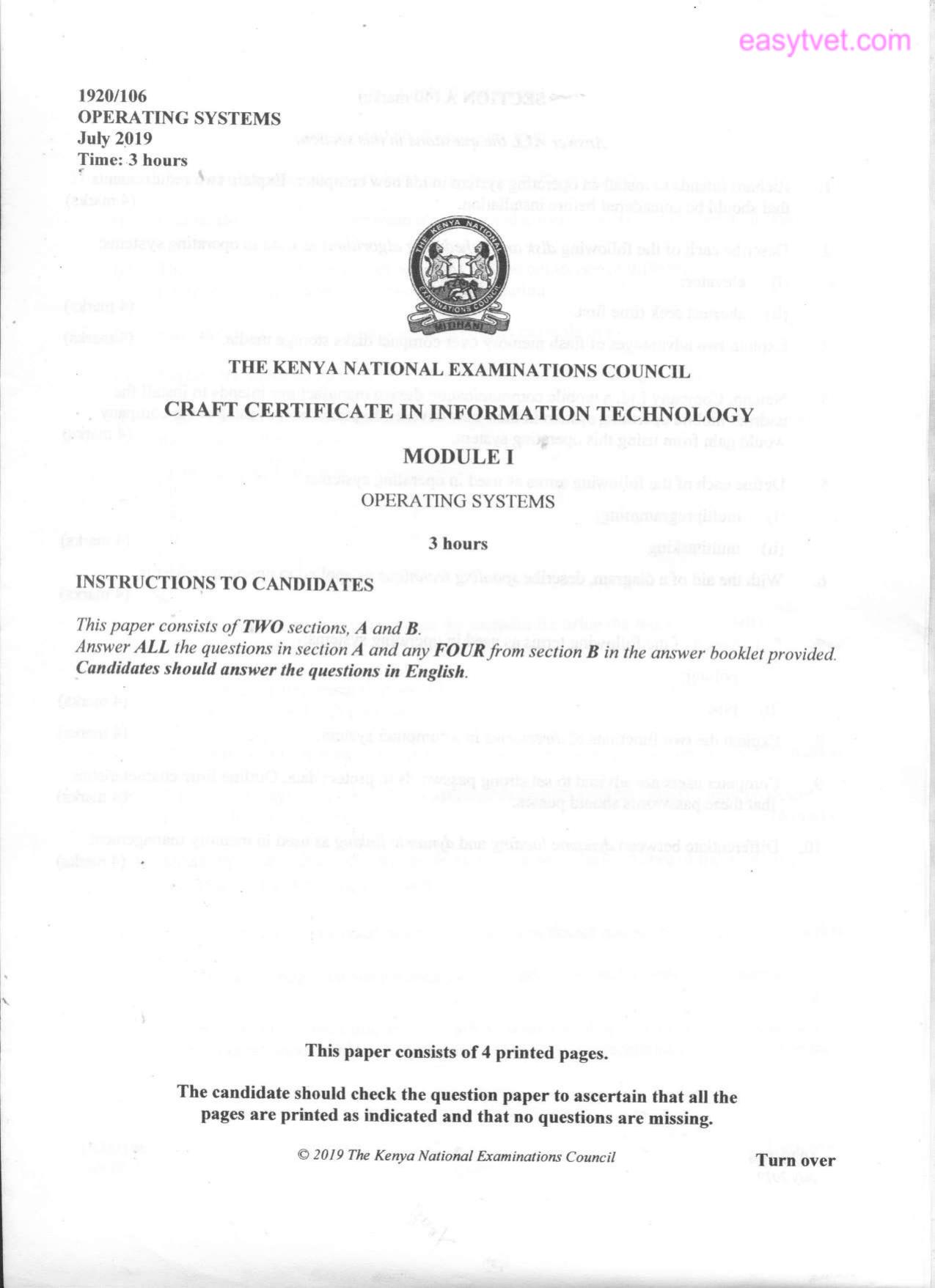 Operating Systems (2019) — page 1 of 4