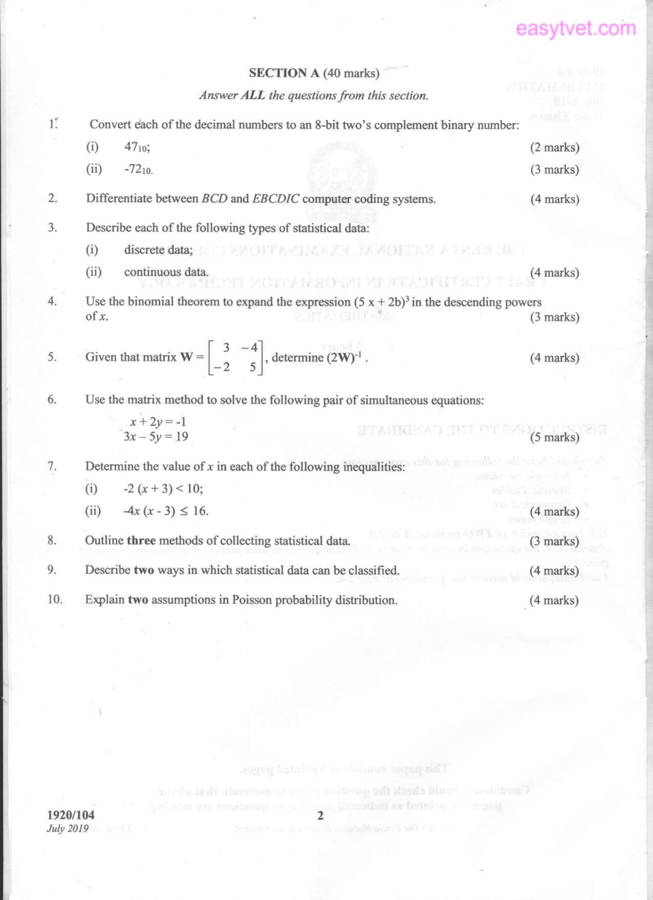 Mathematics (2019) — page 2 of 5