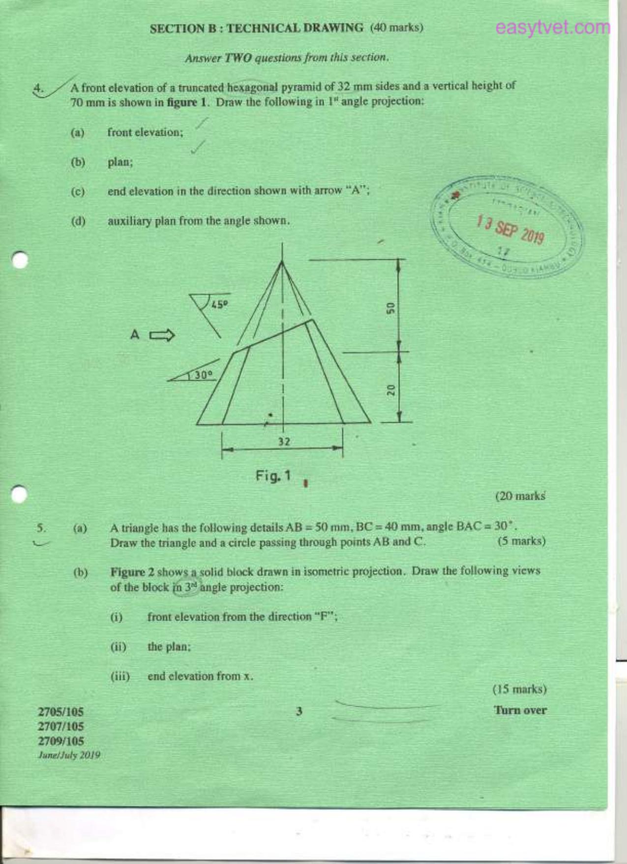 Building Construction I, Technical Drawing and (2019) — page 3 of 5