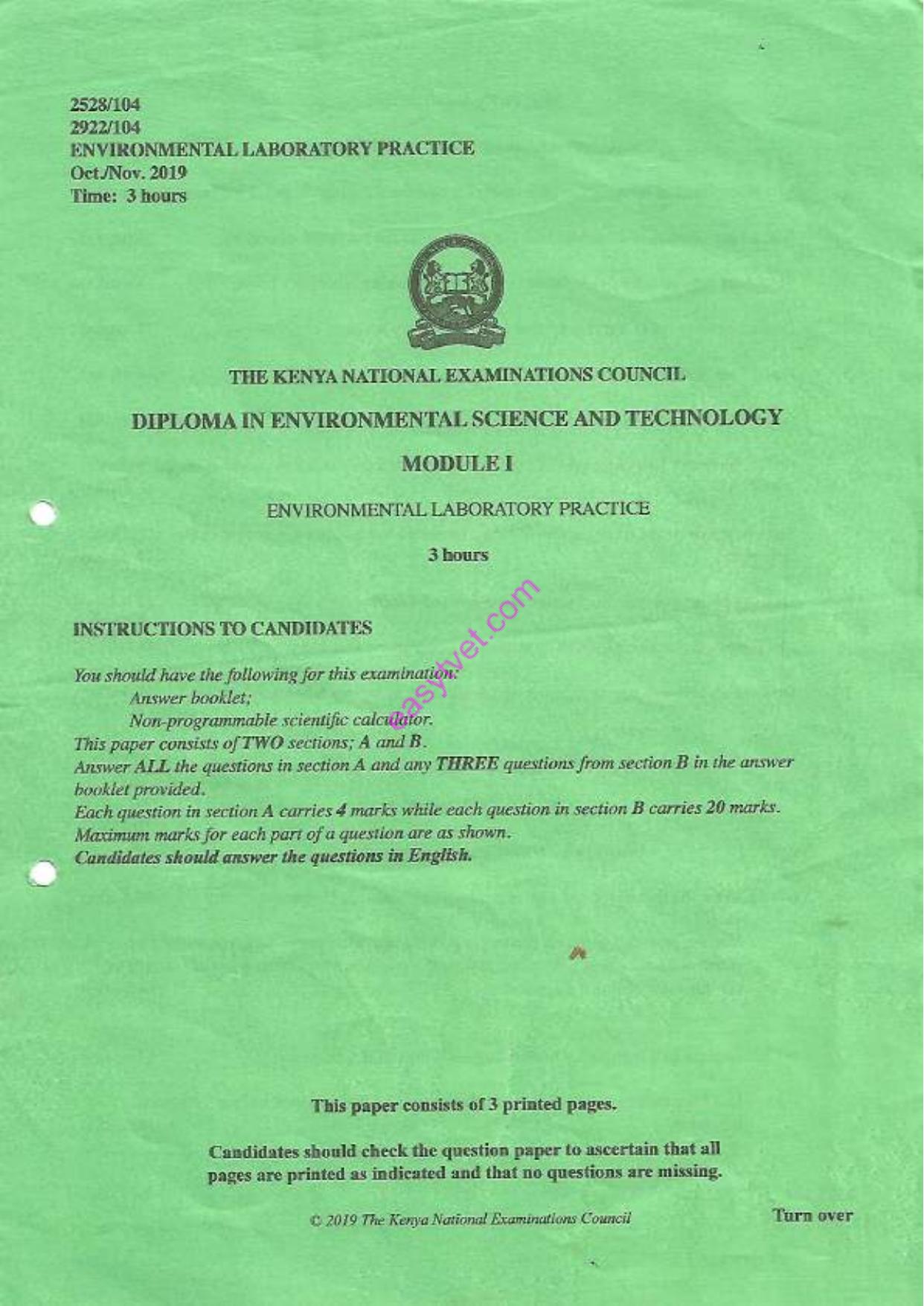 Environmental Laboratory Practice (2019) — page 1 of 3