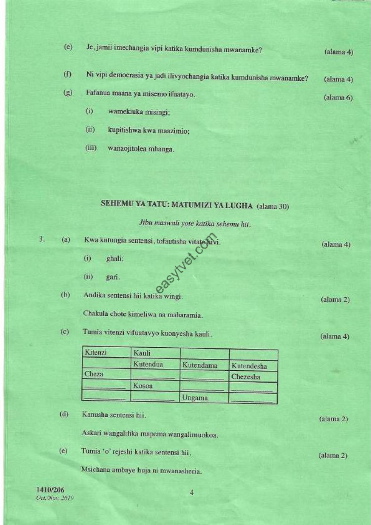 Maagizo Kwa Watahiniwa (2019) — page 4 of 6