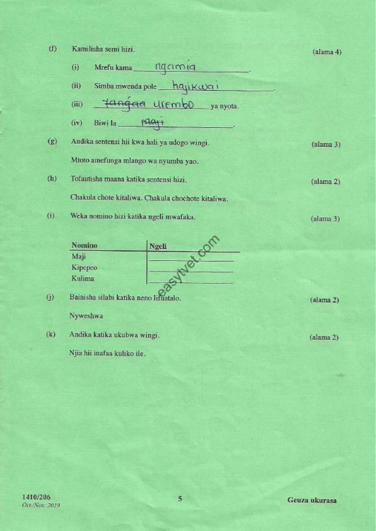Maagizo Kwa Watahiniwa (2019) — page 5 of 6