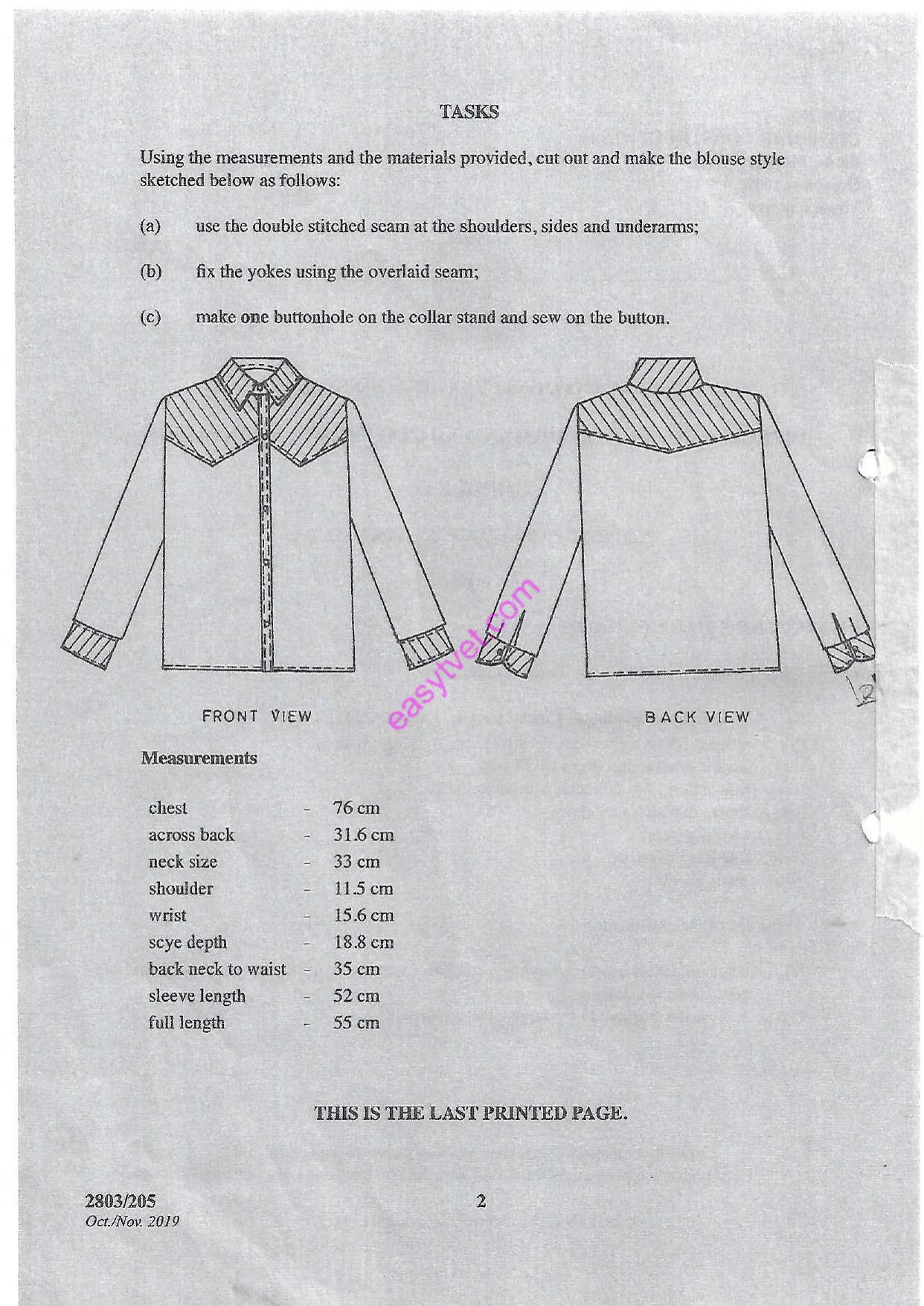 Clothing Construction Ii Practical (2019) — page 2 of 2