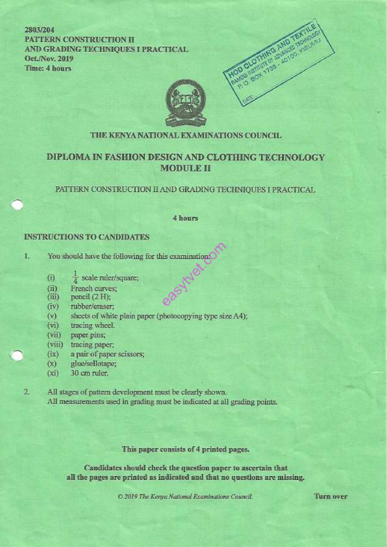 Pattern Construction Hand Geading Techniques T Practicat (2019) — page 1 of 4