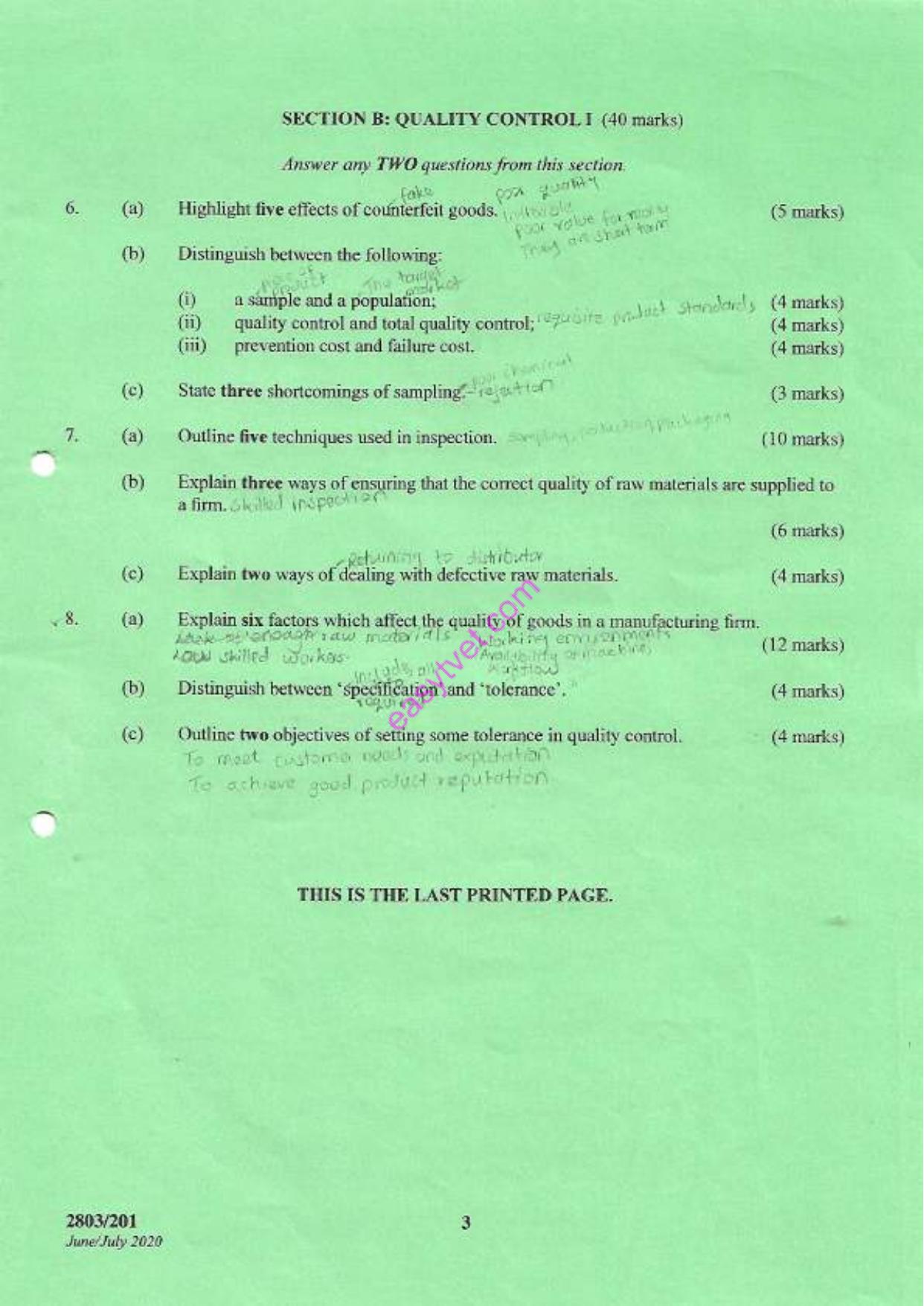 Industrial Organization, Management 1 and (2020) — page 3 of 3