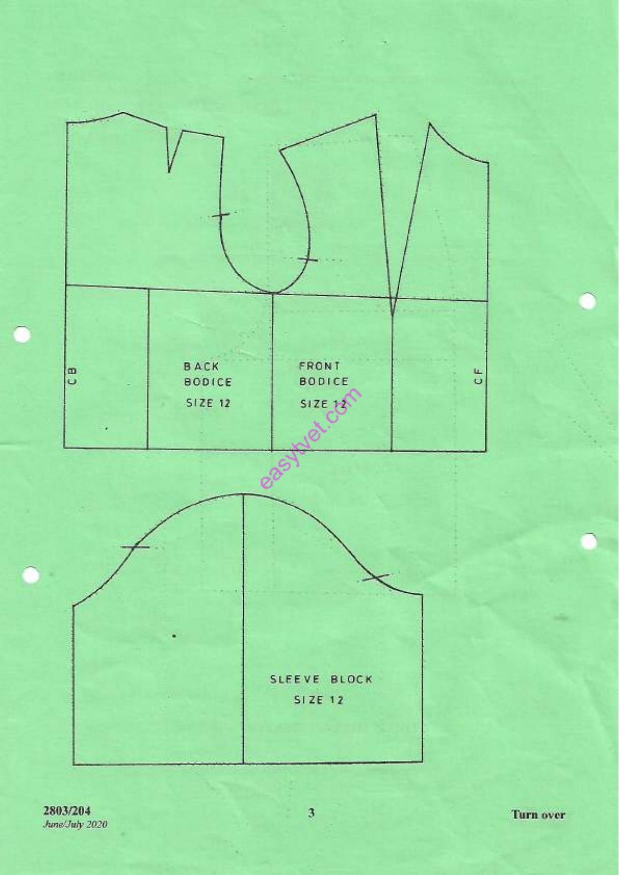Pattern Construction It and Grading Technioues Practical (2020) — page 3 of 4