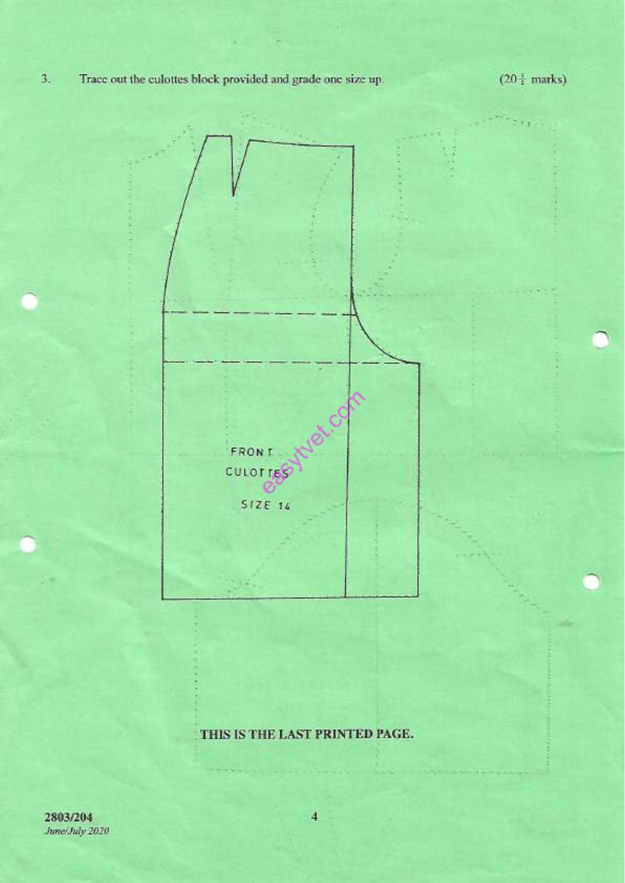Pattern Construction It and Grading Technioues Practical (2020) — page 4 of 4