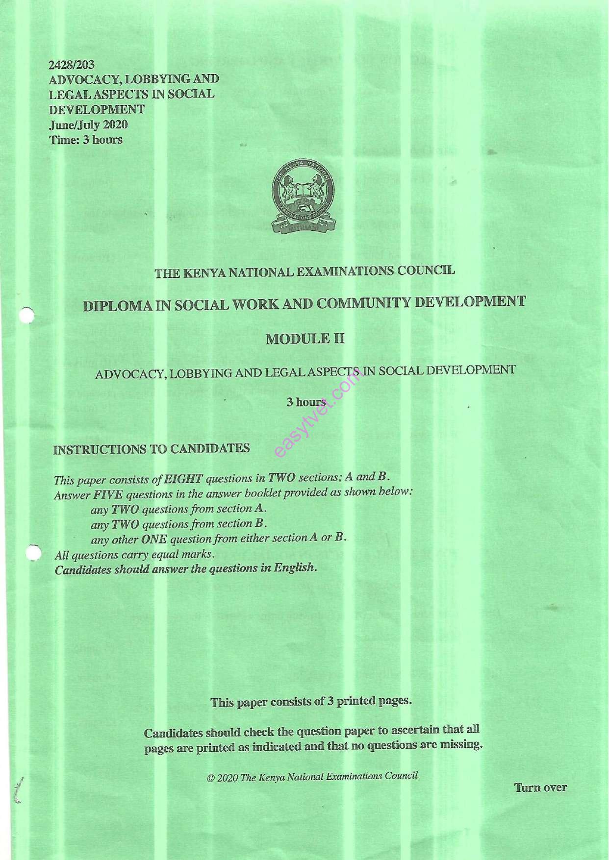Advocacy, Lobbying and Legal Aspects in Social Development (2020) — page 1 of 3