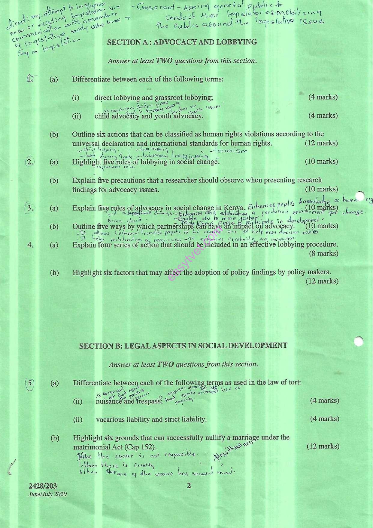 Advocacy, Lobbying and Legal Aspects in Social Development (2020) — page 2 of 3