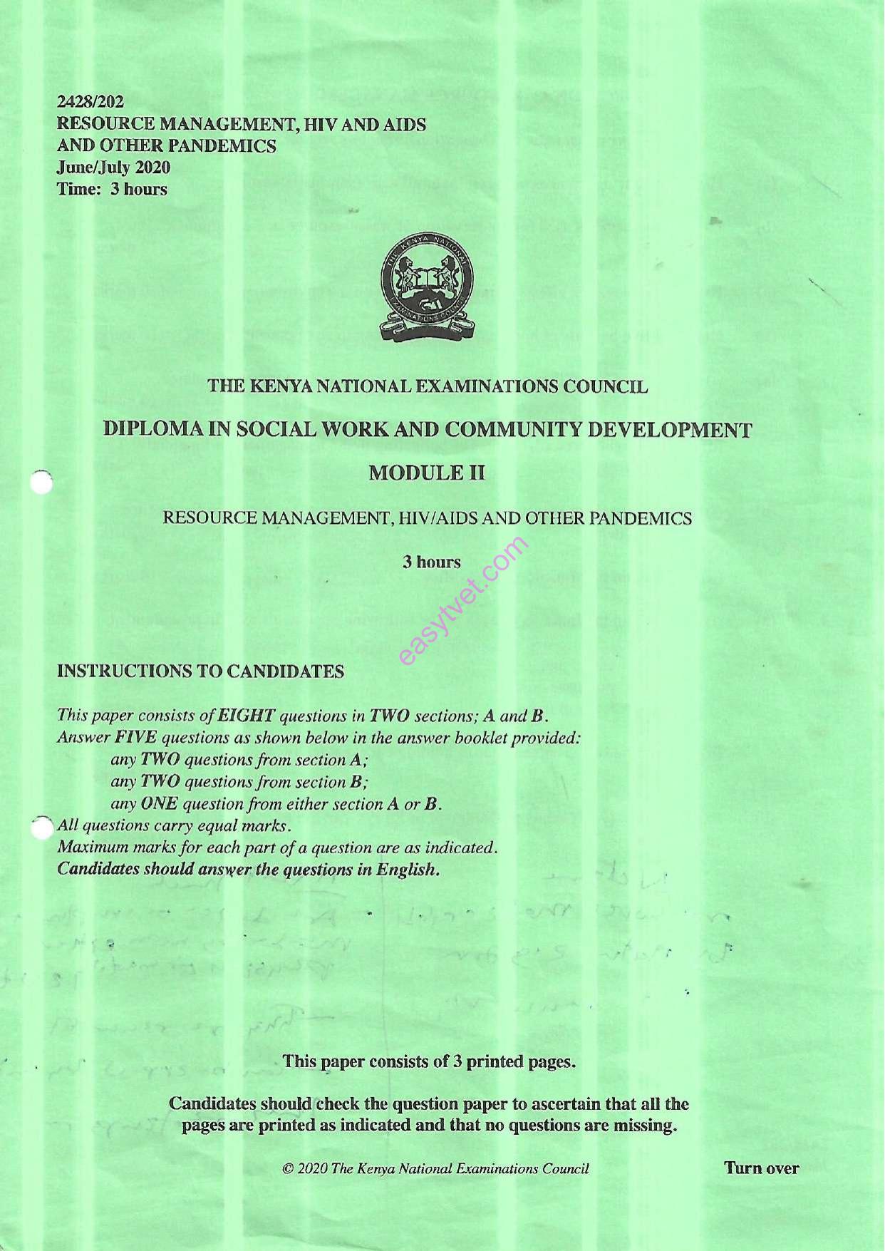 Resource Management, Hiv/aids and Other Pandemics (2020) — page 1 of 3