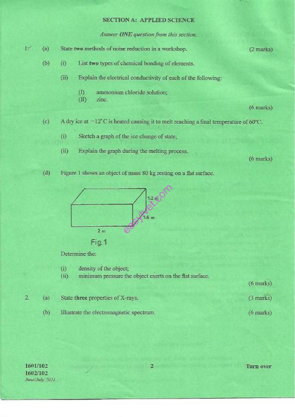 Applied Science, Electrical Principles and Electronics (2021) — page 2 of 6
