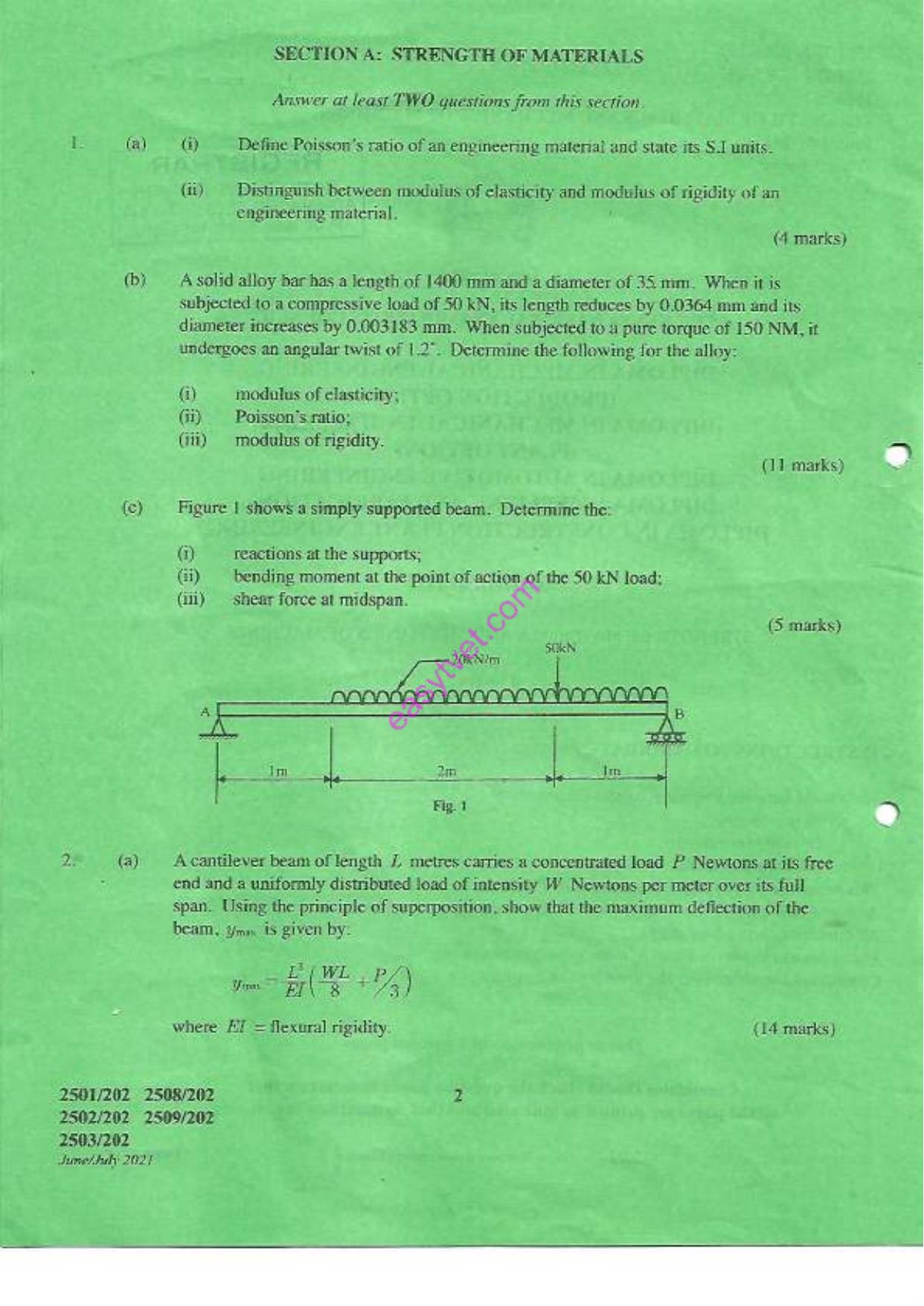 Strength of Materials and Mechanics of Machines (2021) — page 2 of 5
