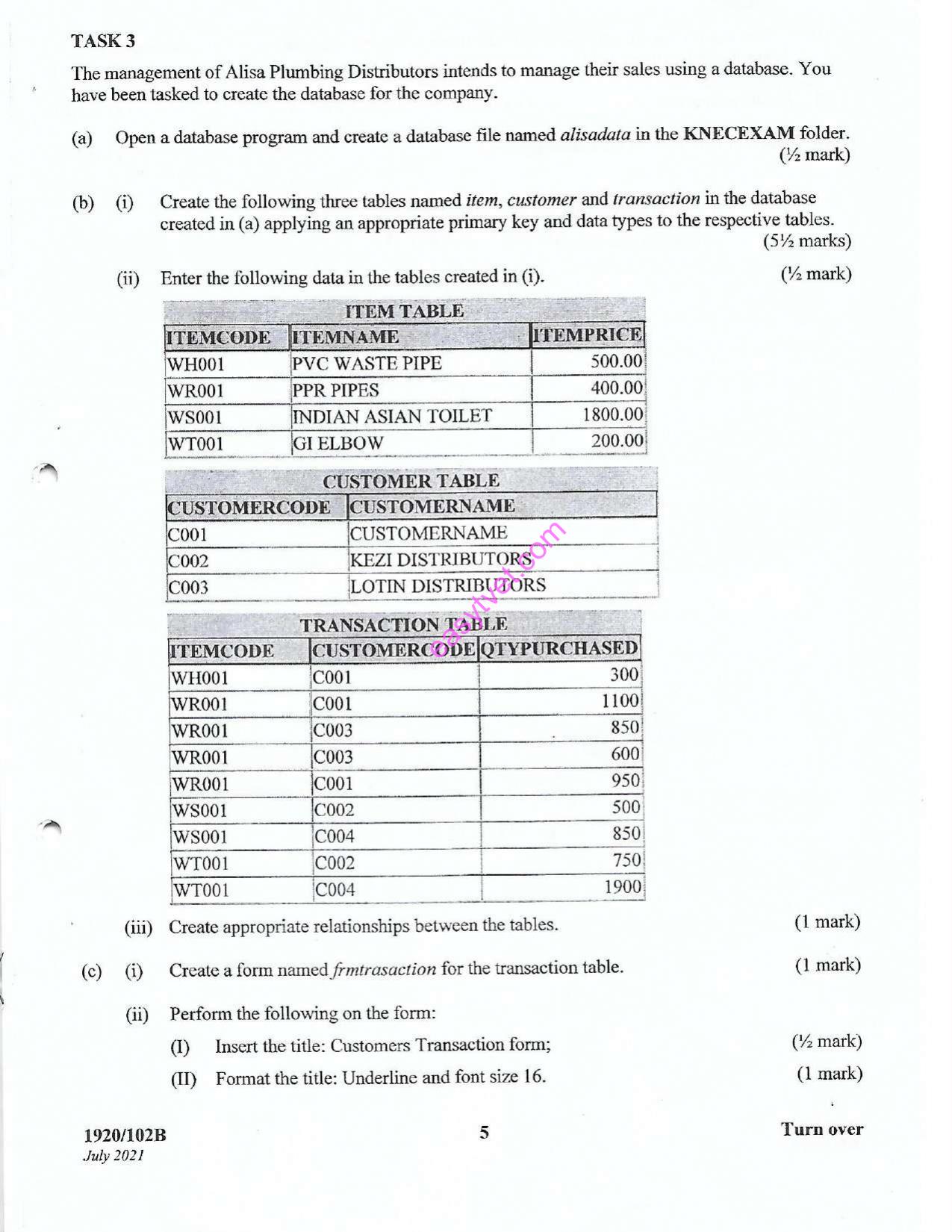 Computer Applications I (practical (2021) — page 5 of 8