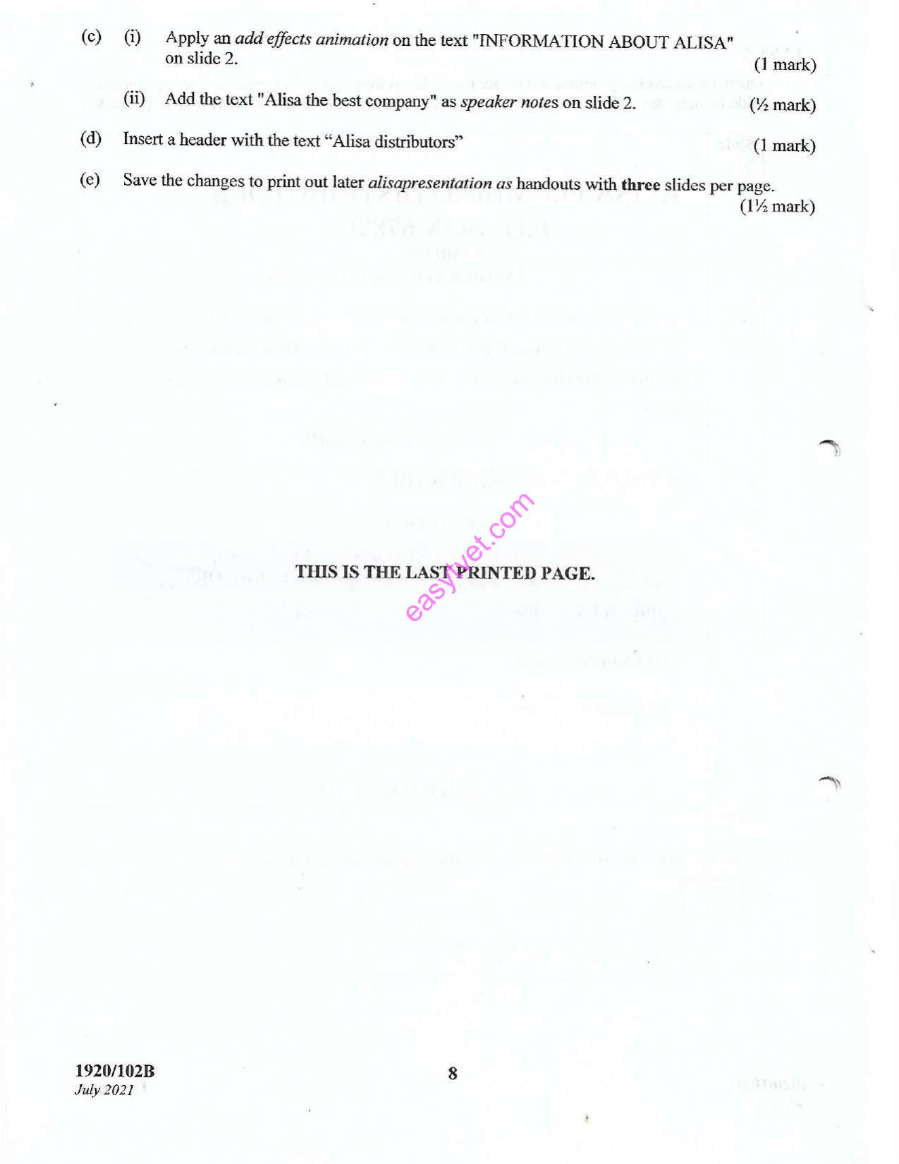 Computer Applications I (practical (2021) — page 8 of 8