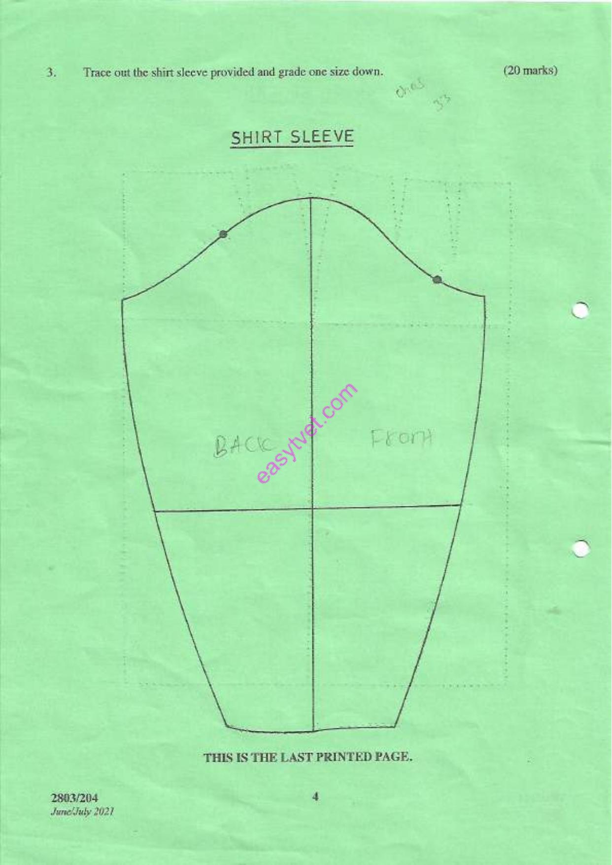 Pattern Construction Ii and Grading Techniques I Practical (2021) — page 4 of 4