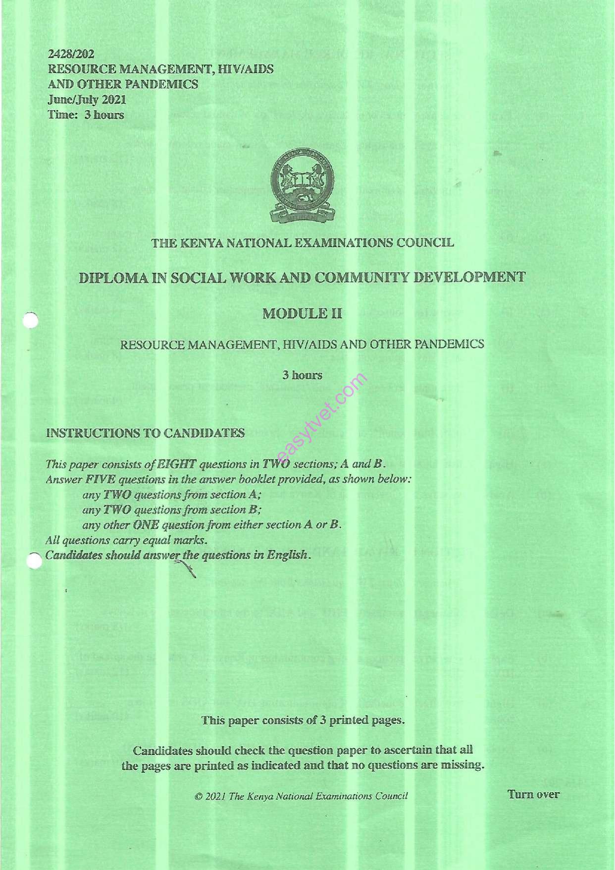 Resource Management, Hiv/aids and Other Pandemics (2021) — page 1 of 3