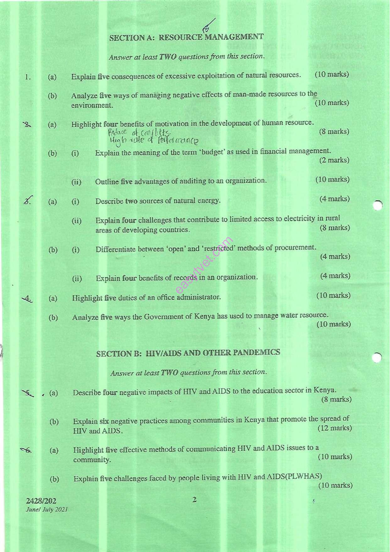 Resource Management, Hiv/aids and Other Pandemics (2021) — page 2 of 3