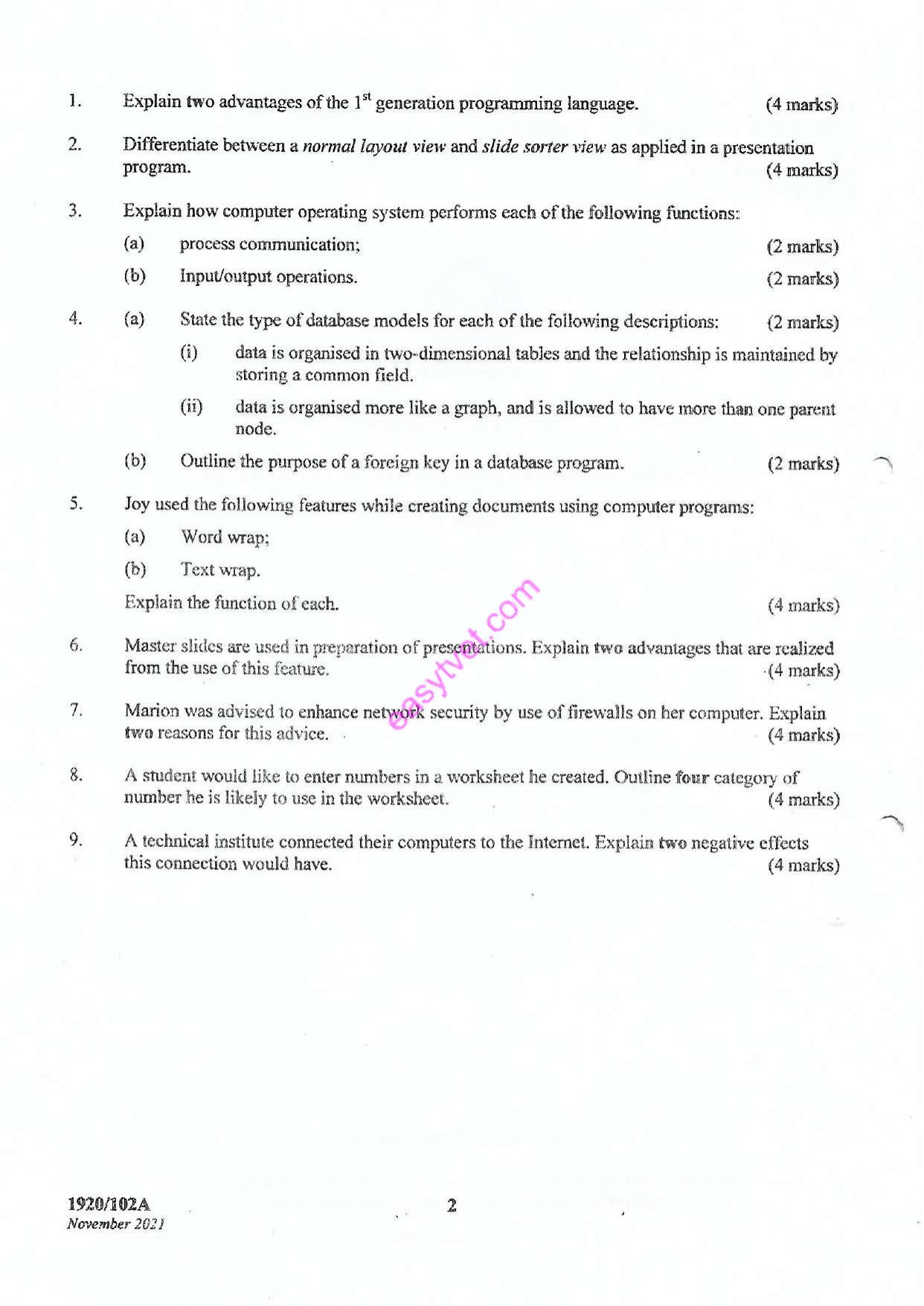 Computer Applications I (theory (2021) — page 2 of 3
