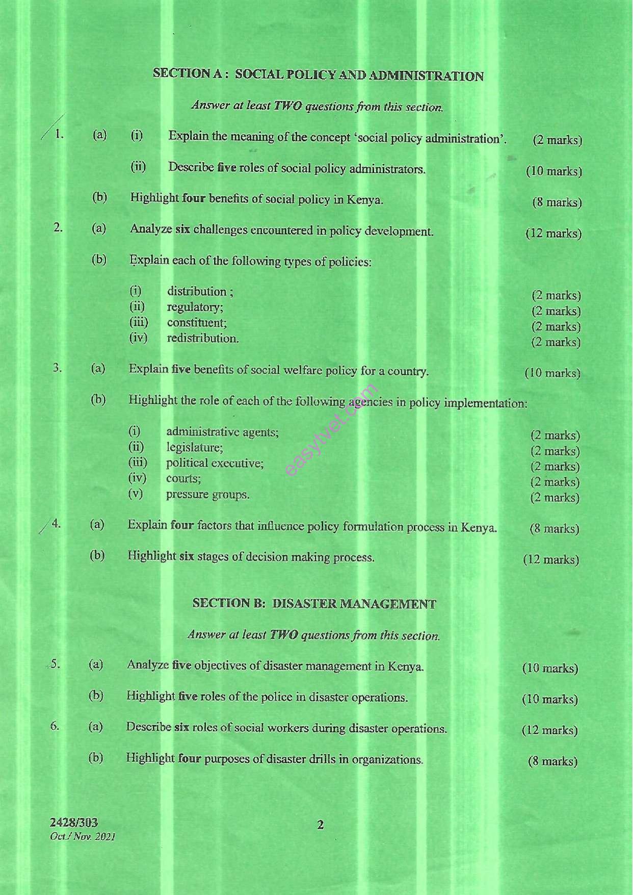 Social Policy, Administration and Disaster Management (2021) — page 2 of 3