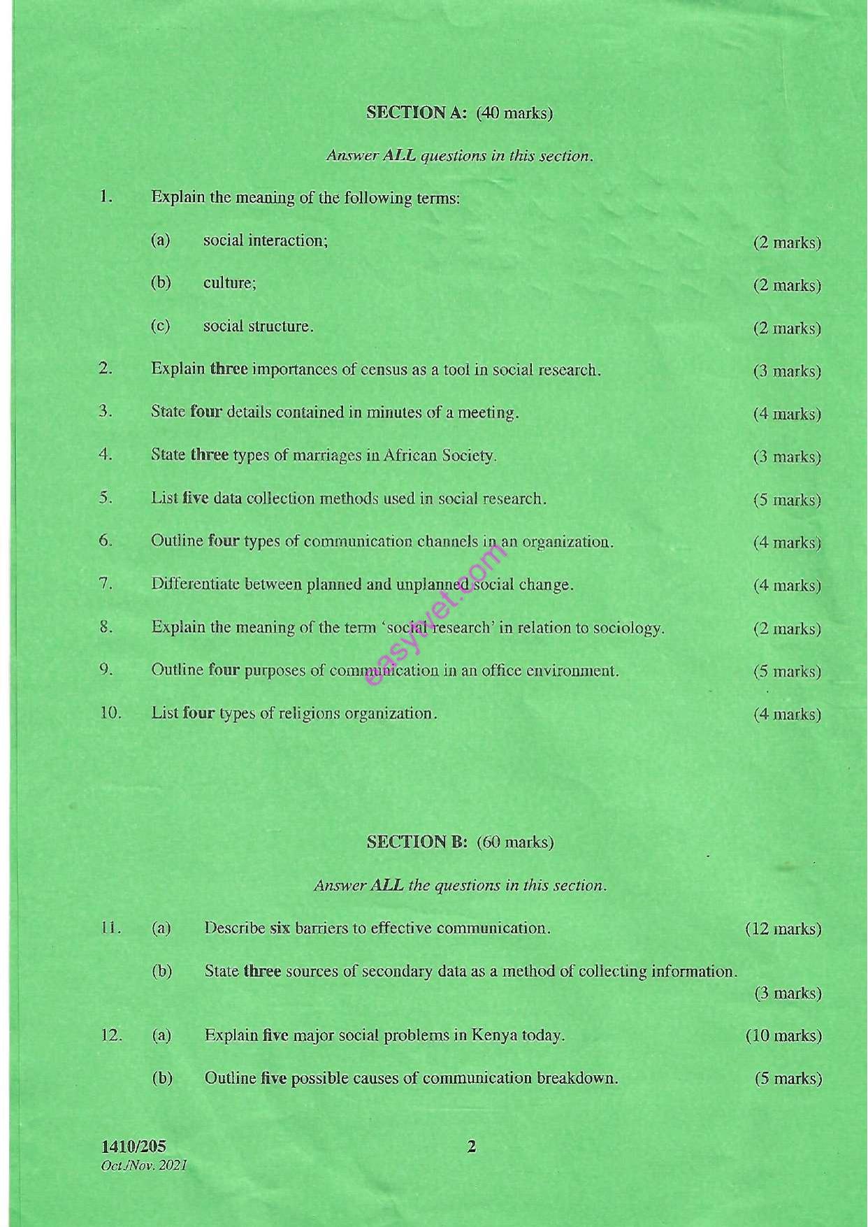 Sociology. Research Methods and Communication Skills (2021) — page 2 of 3