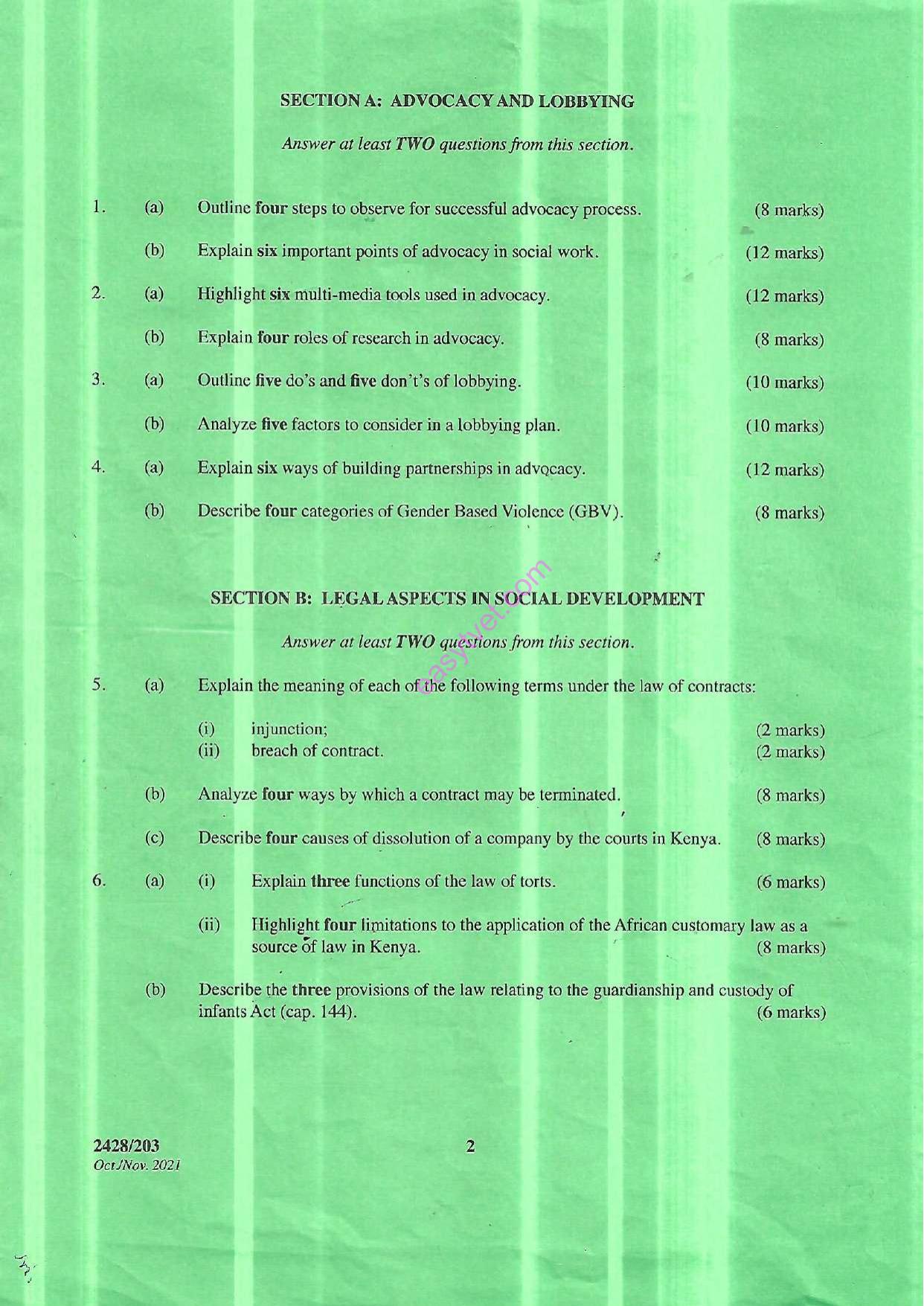 Advocacy, Lobbying and Legal Aspects in Social Development (2021) — page 2 of 3