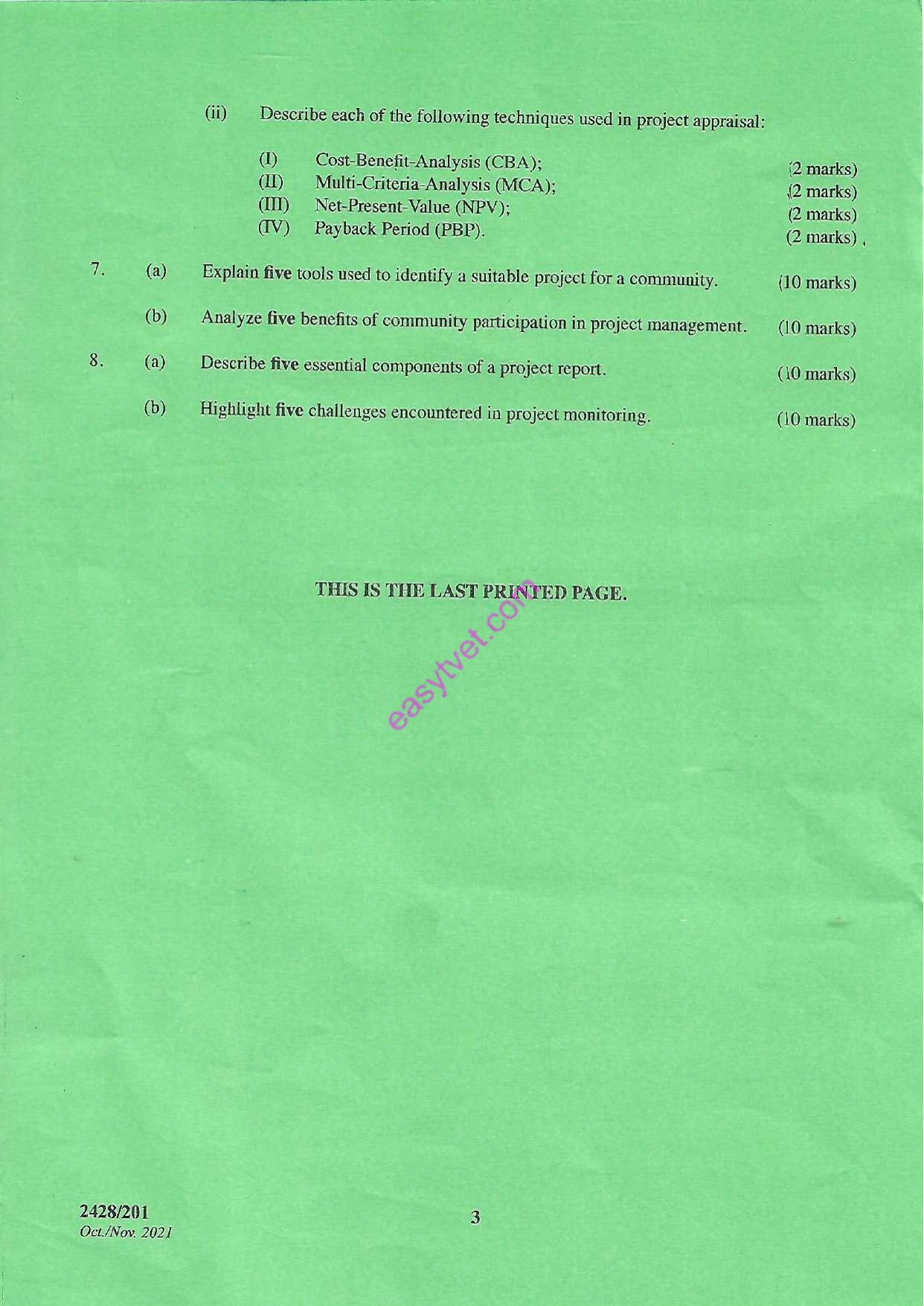 Resource Mobilization, Fund Raising and Project Management (2021) — page 3 of 3