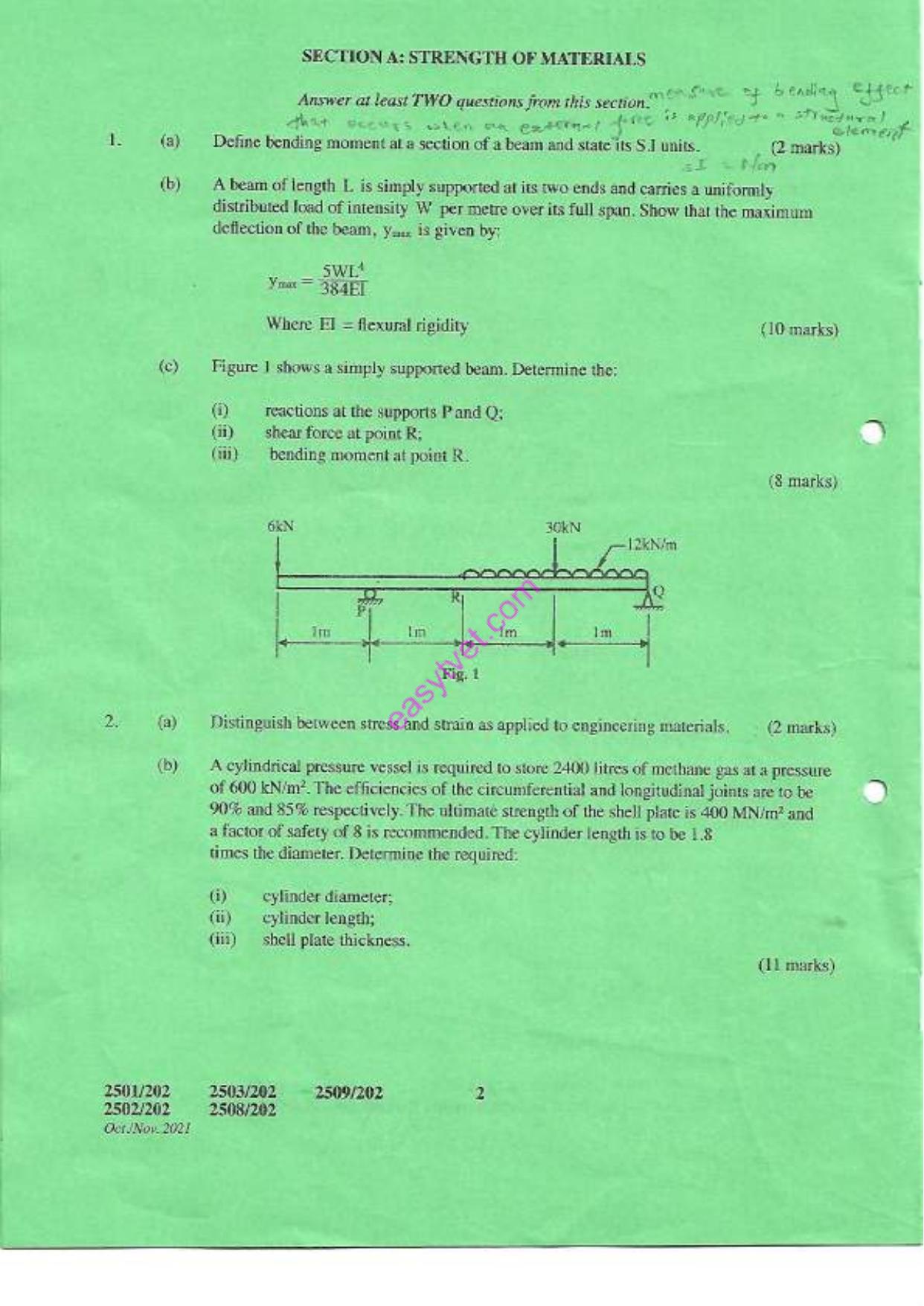 Strength of Materials and Med Hanics of Machines (2021) — page 2 of 5