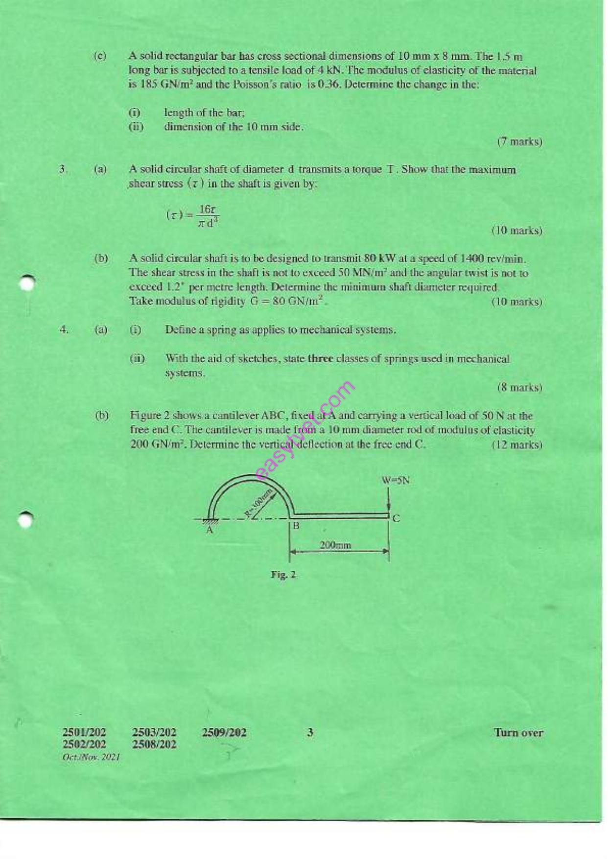 Strength of Materials and Med Hanics of Machines (2021) — page 3 of 5
