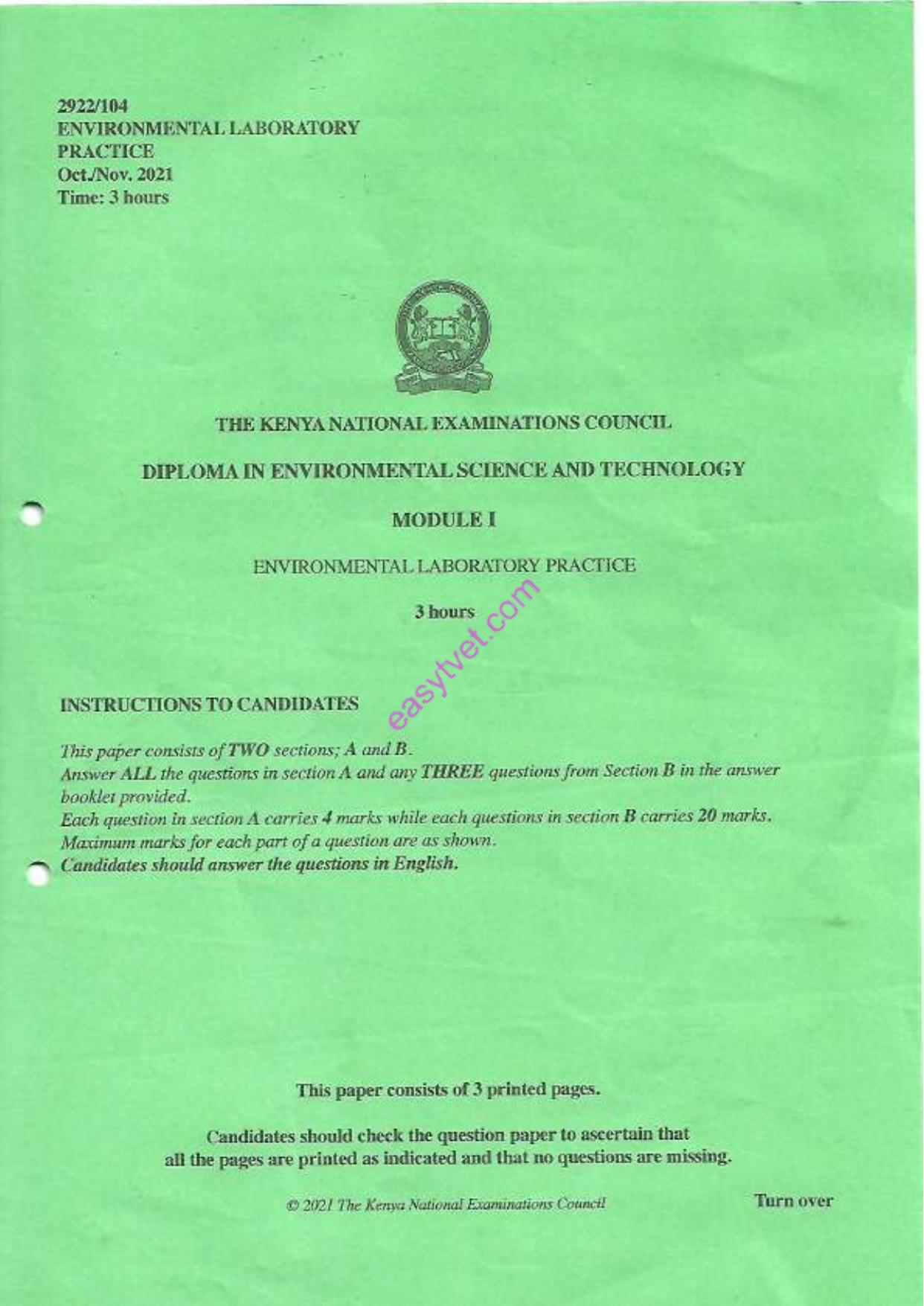 Environmental Laboratory Practice (2021) — page 1 of 3